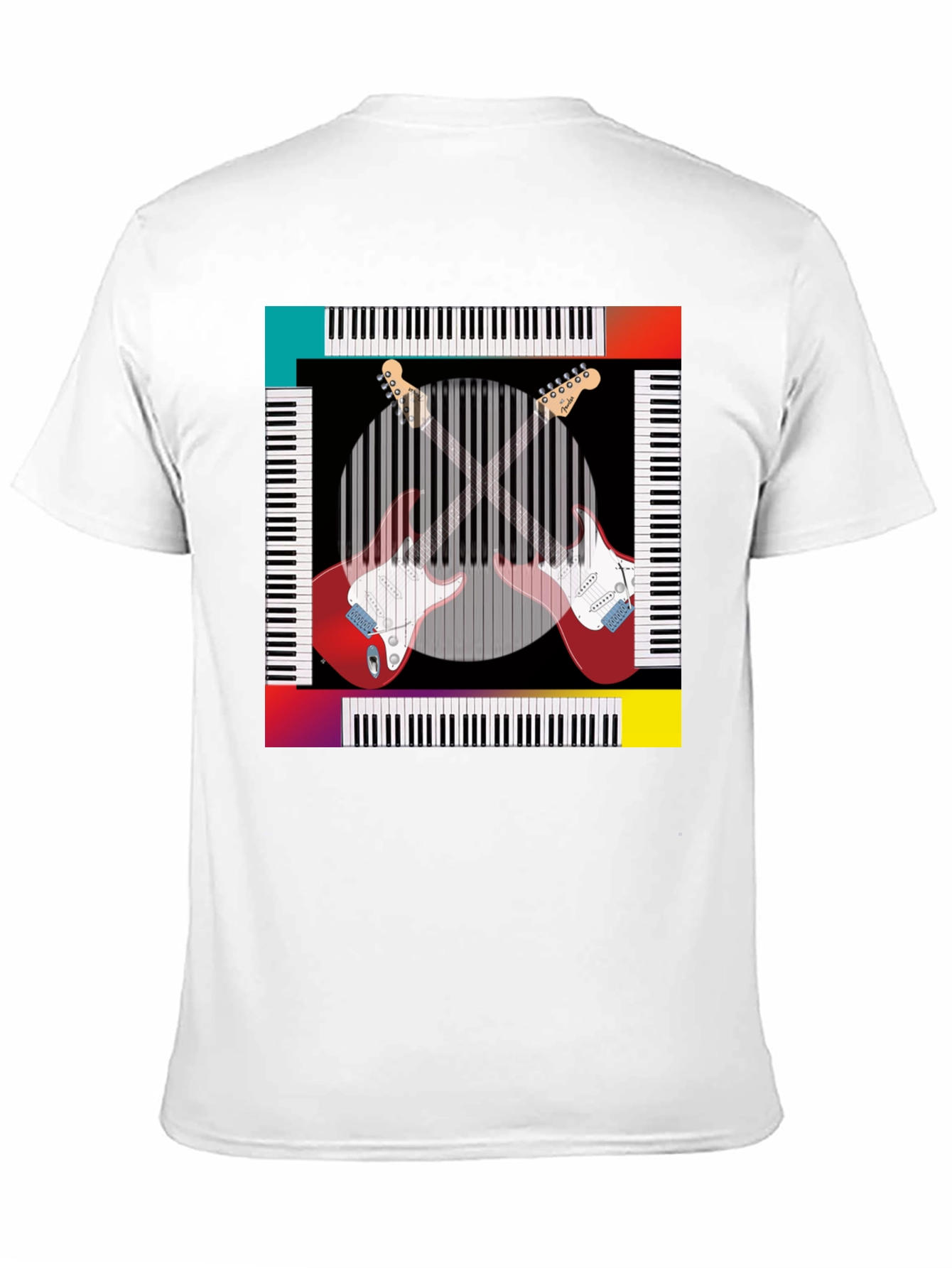 Black Music Lover Tee: Guitar & Piano Design view 11