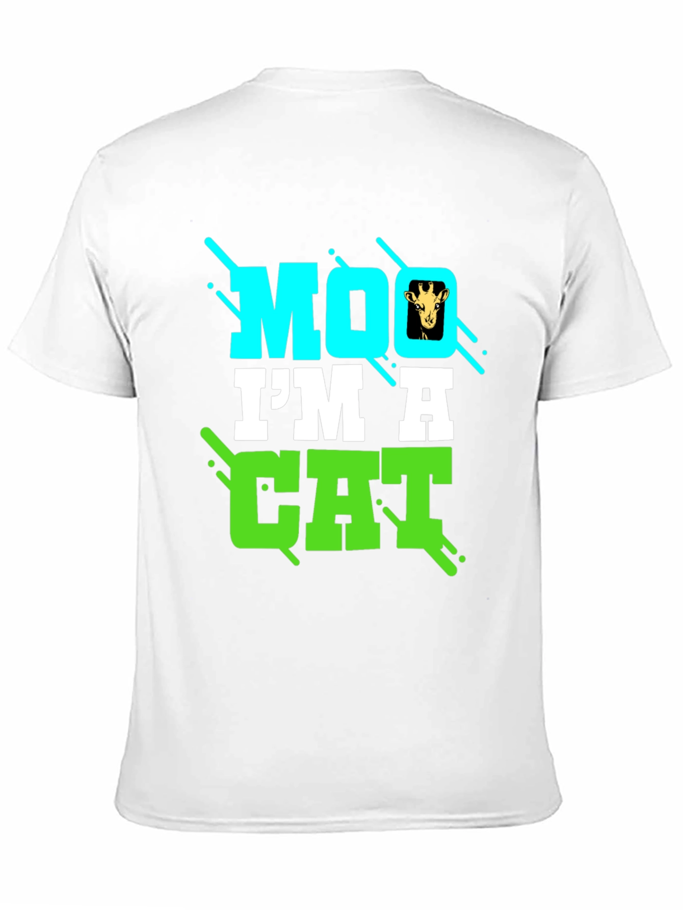 Black Funny Giraffe Moo I'm a Cat Graphic T-Shirt view 11