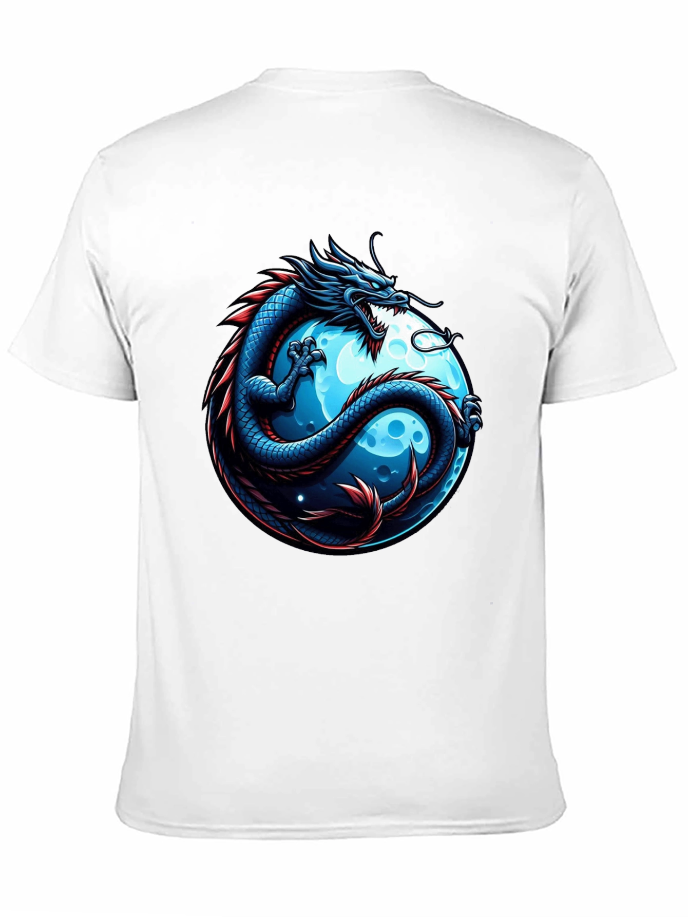 Black Dragon & Moon Graphic T-Shirt - Men's Black Tee view 11