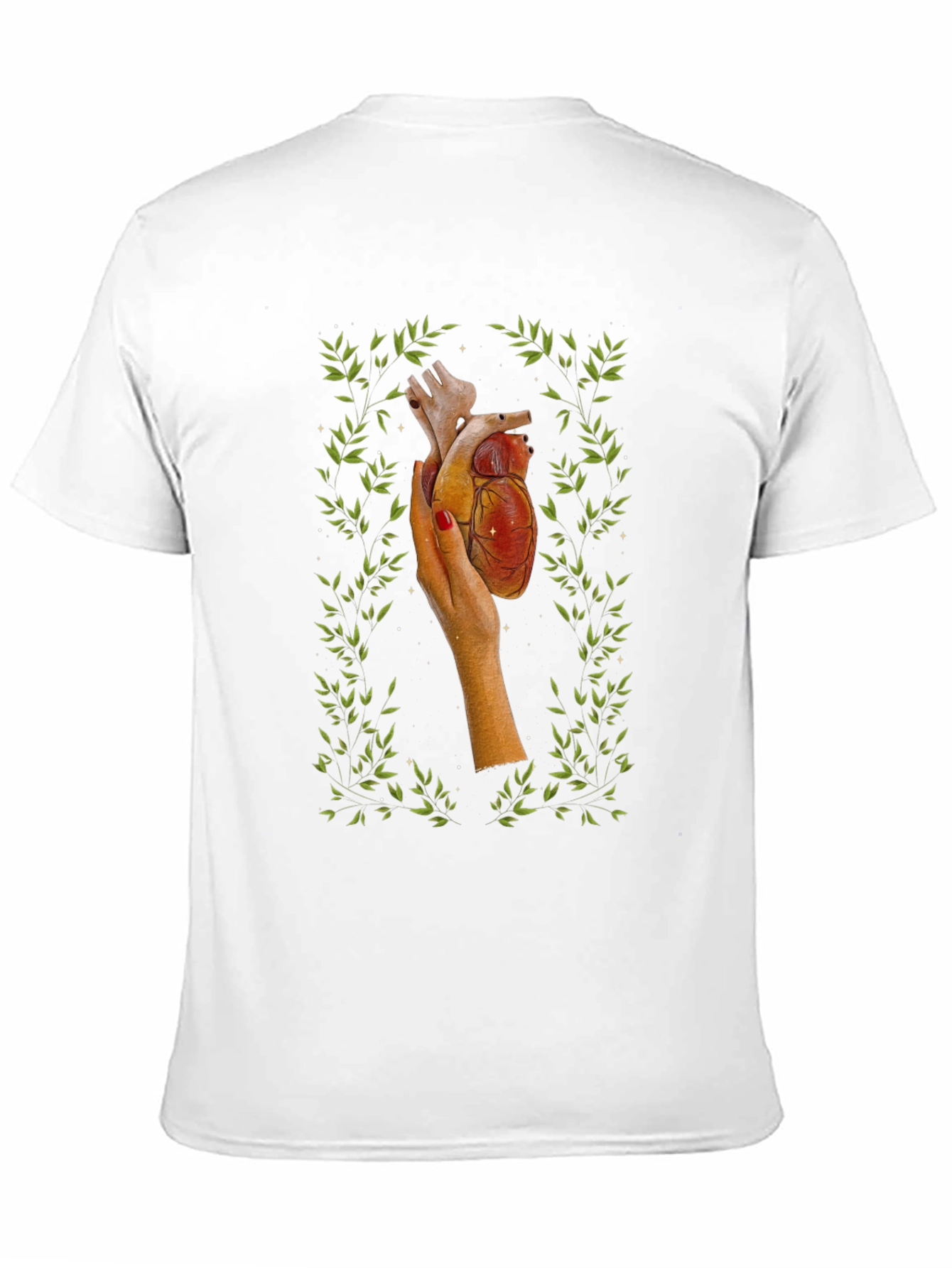 Black Anatomical Heart in Hand Tee view 11
