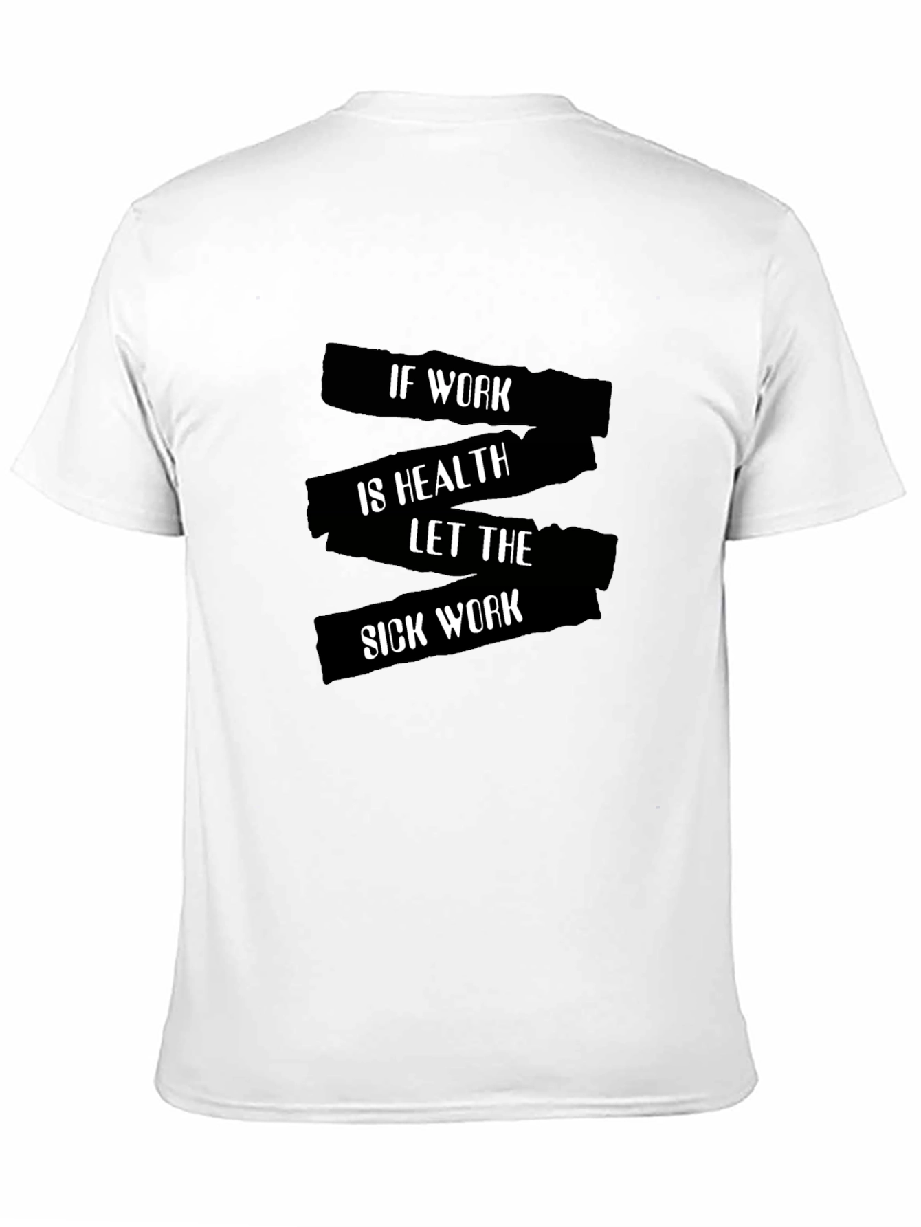 Black Funny "Sick Work" Graphic Tee - Black Cotton T-Shirt view 11