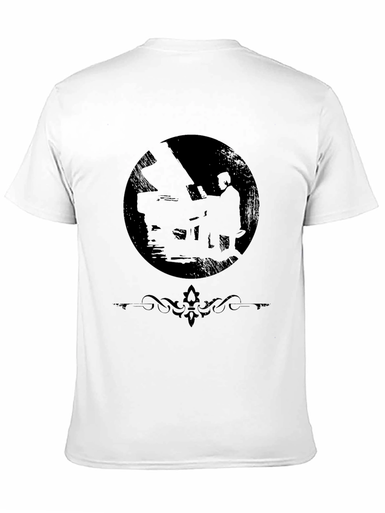 Black Silhouette Pianist Black T-Shirt view 11