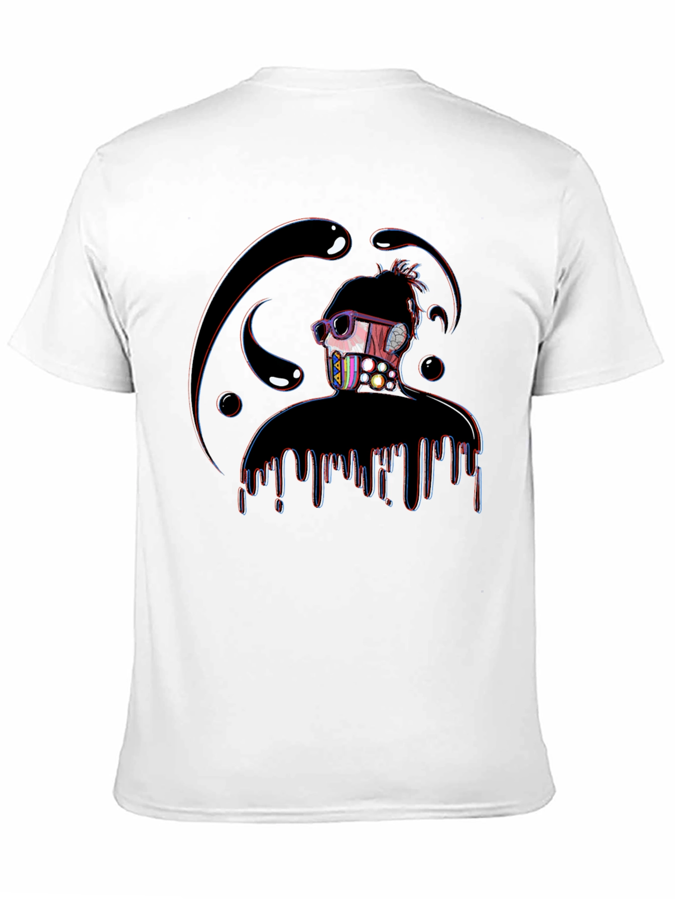 Black Abstract Dripping Figure Graphic T-Shirt view 11
