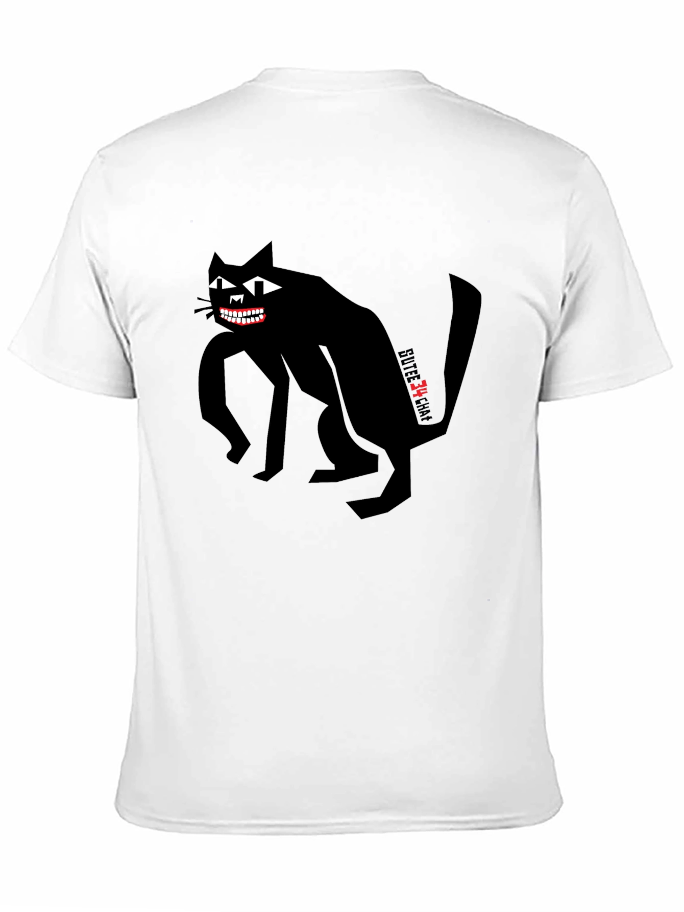 Black Creepy Cat Graphic Tee - Men's Black T-Shirt view 11