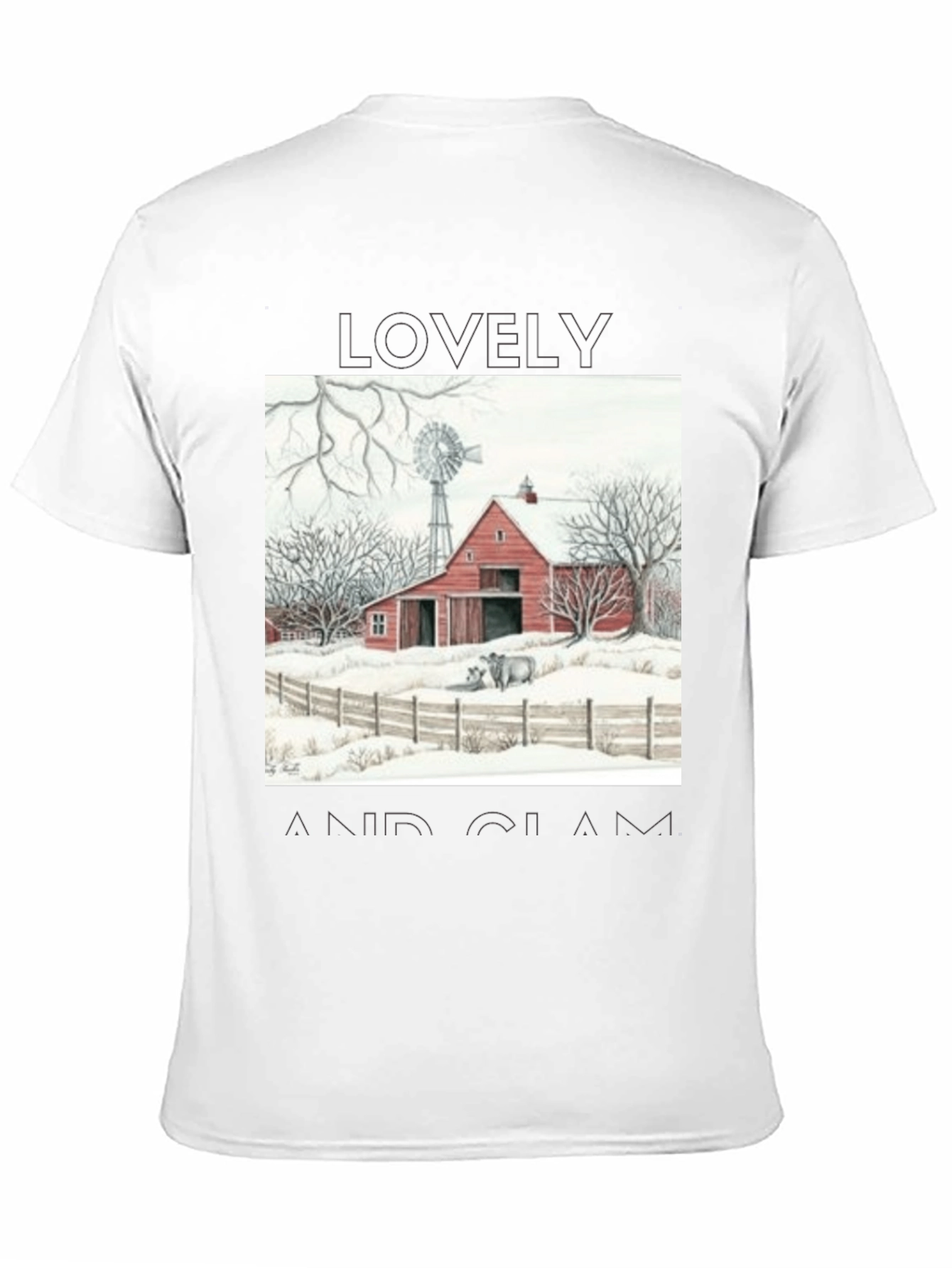 Black Rustic Barn Winter Scene Graphic Tee view 11