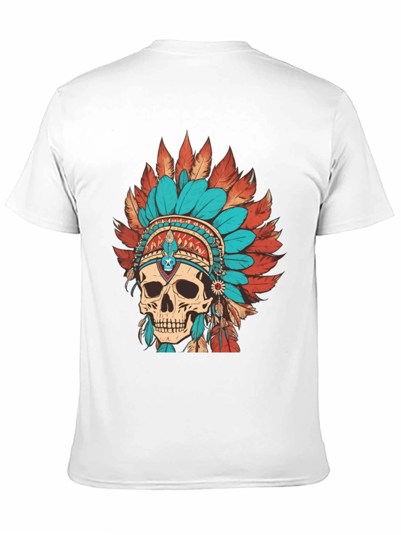 Black Skull Chief Headdress Graphic Tee - Cool Unique Design view 11
