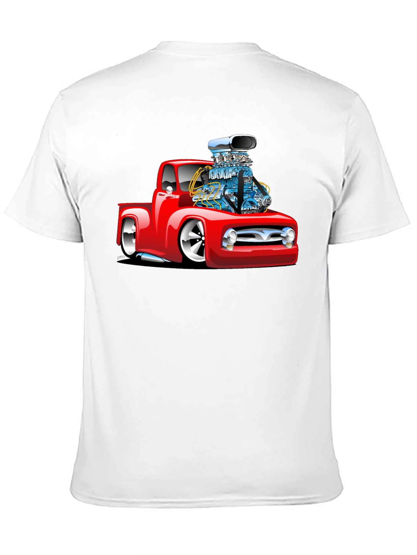Black Red Hot Rod Truck Graphic Tee - Black view 11