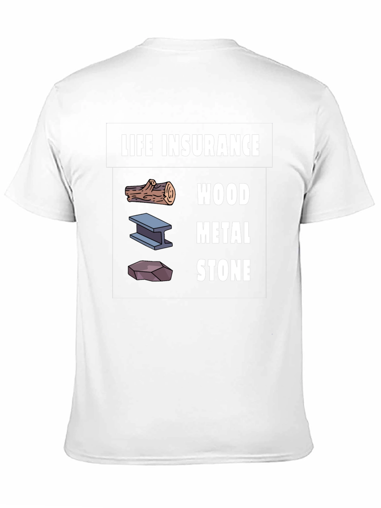 Black Life Insurance Wood Metal Stone Graphic T-Shirt view 11