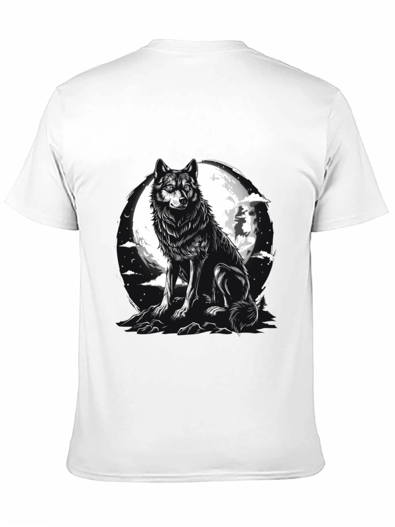 Black Wolf Moon Graphic Tee - Black Cotton Blend view 11