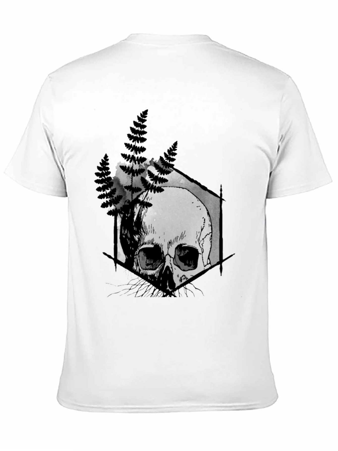 Black Skull Fern Graphic Print Black T-Shirt view 11