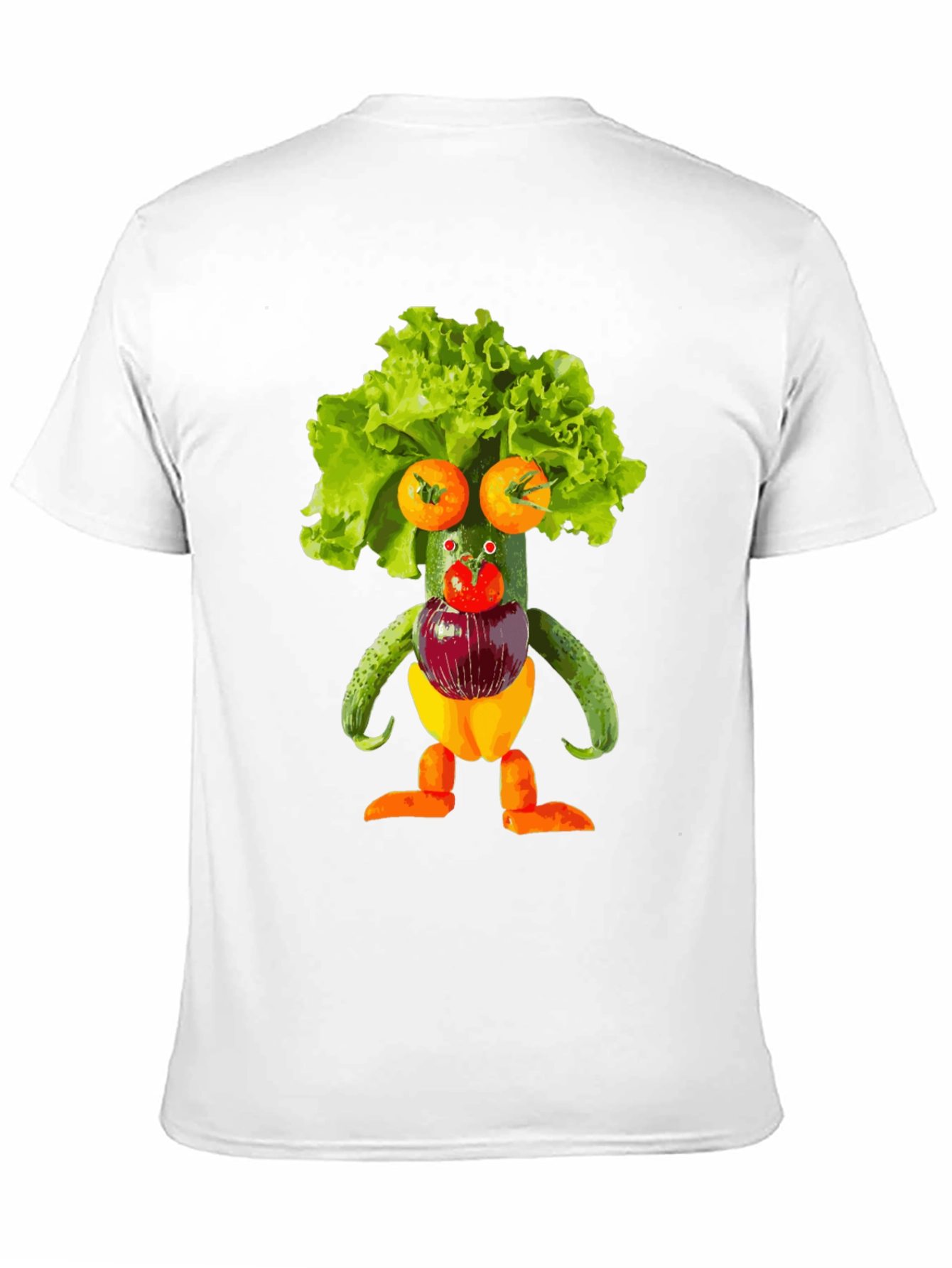 Black Whimsical Vegetable Art T-Shirt - Unique Foodie Fashion view 11