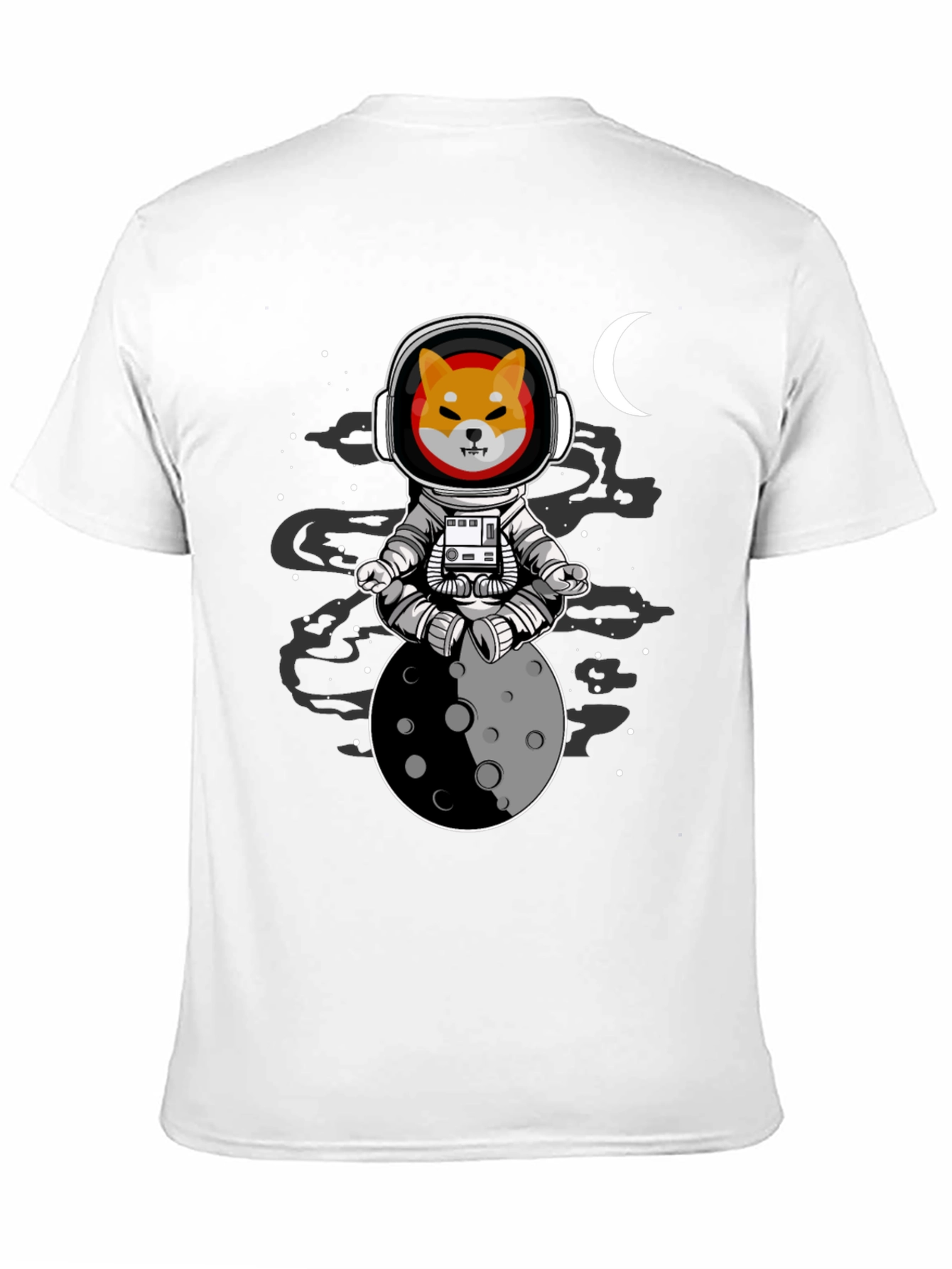 Black Shiba Inu Astronaut T-Shirt - Moon Meditation view 11