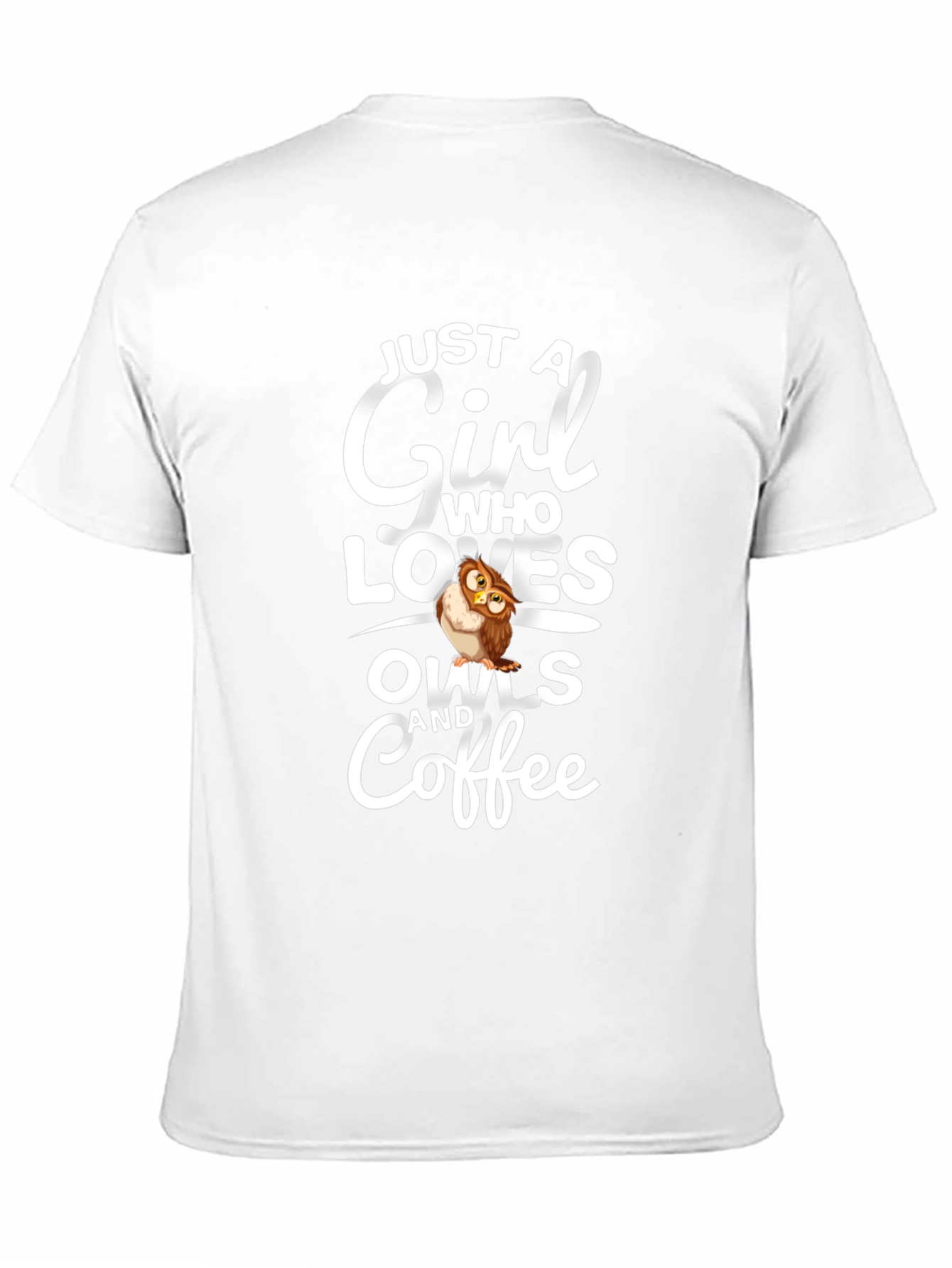 Black Just a Girl Who Loves Owls and Coffee T-Shirt view 11