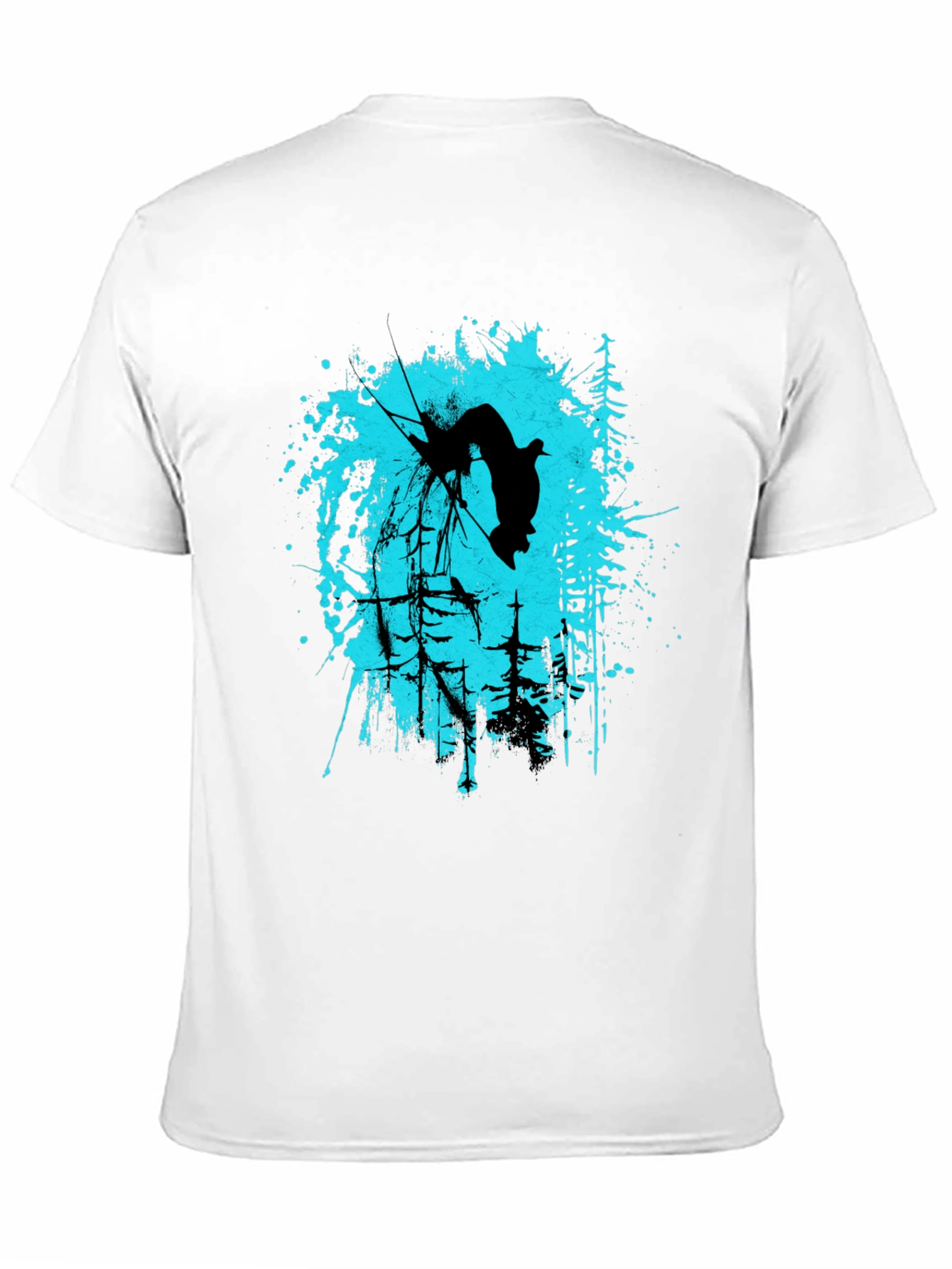 Black Black T-Shirt with Skier Graphic Design view 11