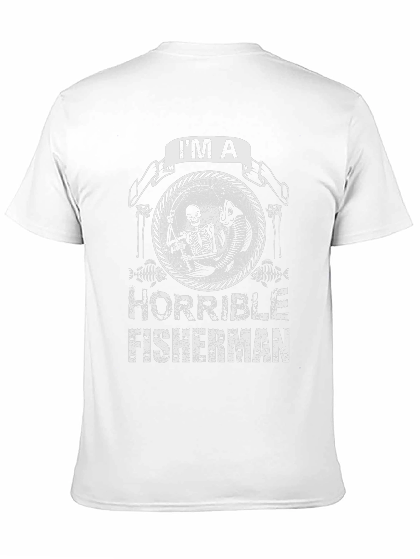 Black Horrible Fisherman Skeleton Graphic T-Shirt view 11