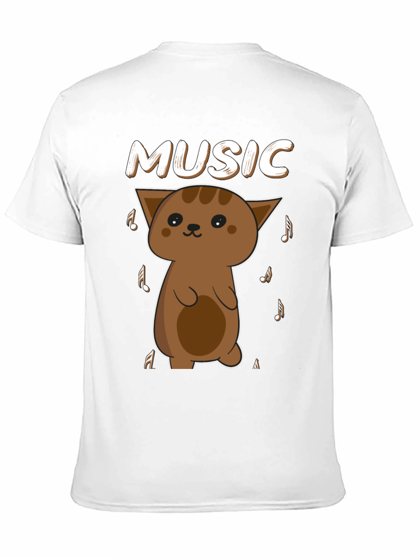 Black Cute Cat Music Lover T-Shirt - Unisex Soft Cotton Tee view 11