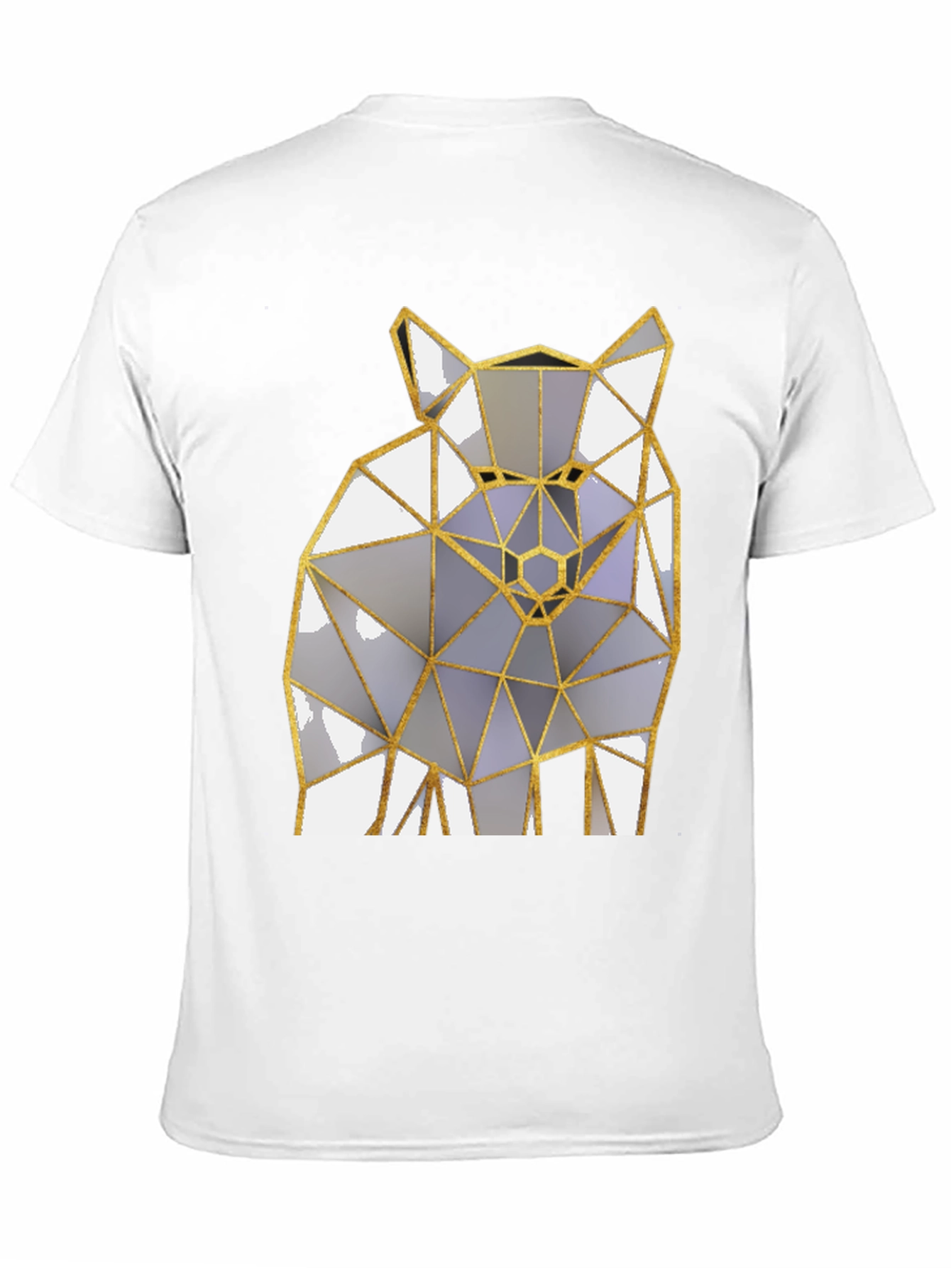 Black Geometric Wolf Graphic Tee - Modern Men's Black T-Shirt view 11