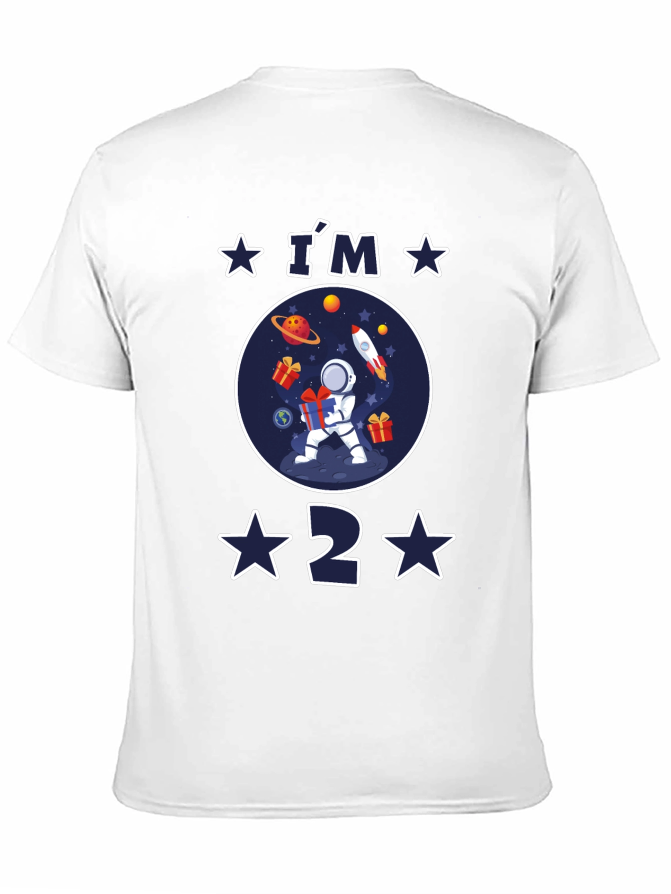 Black I'm 2 Birthday Space Astronaut T-Shirt view 11