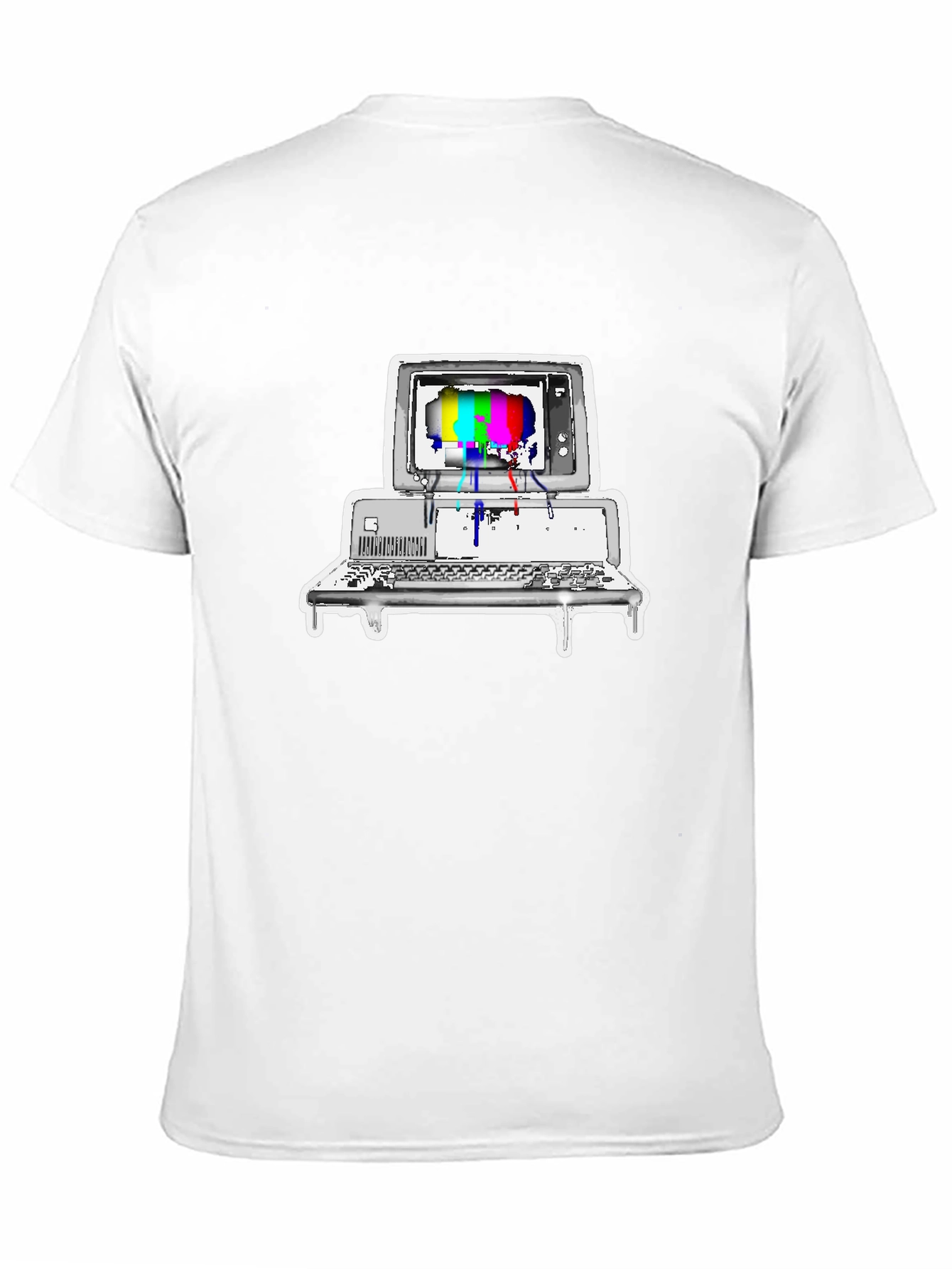 Black Retro Computer Glitch Graphic Tee - Black Cotton Blend view 11