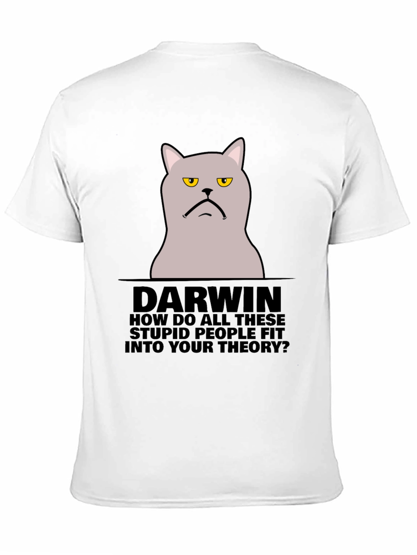 Black Darwin Cat T-Shirt - Funny Theory Design view 11