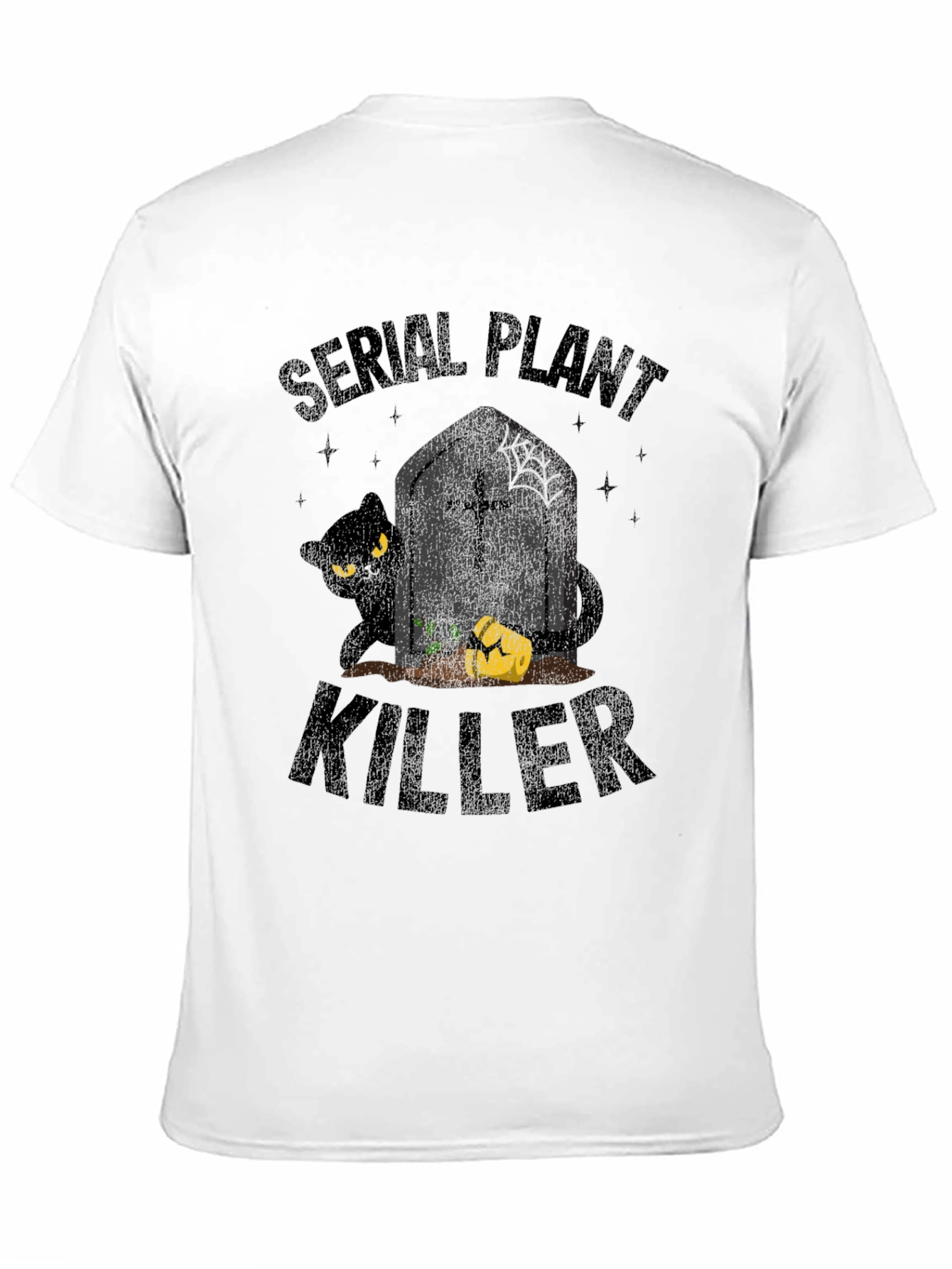 Black Serial Plant Killer T-Shirt - Halloween Cat Design view 11