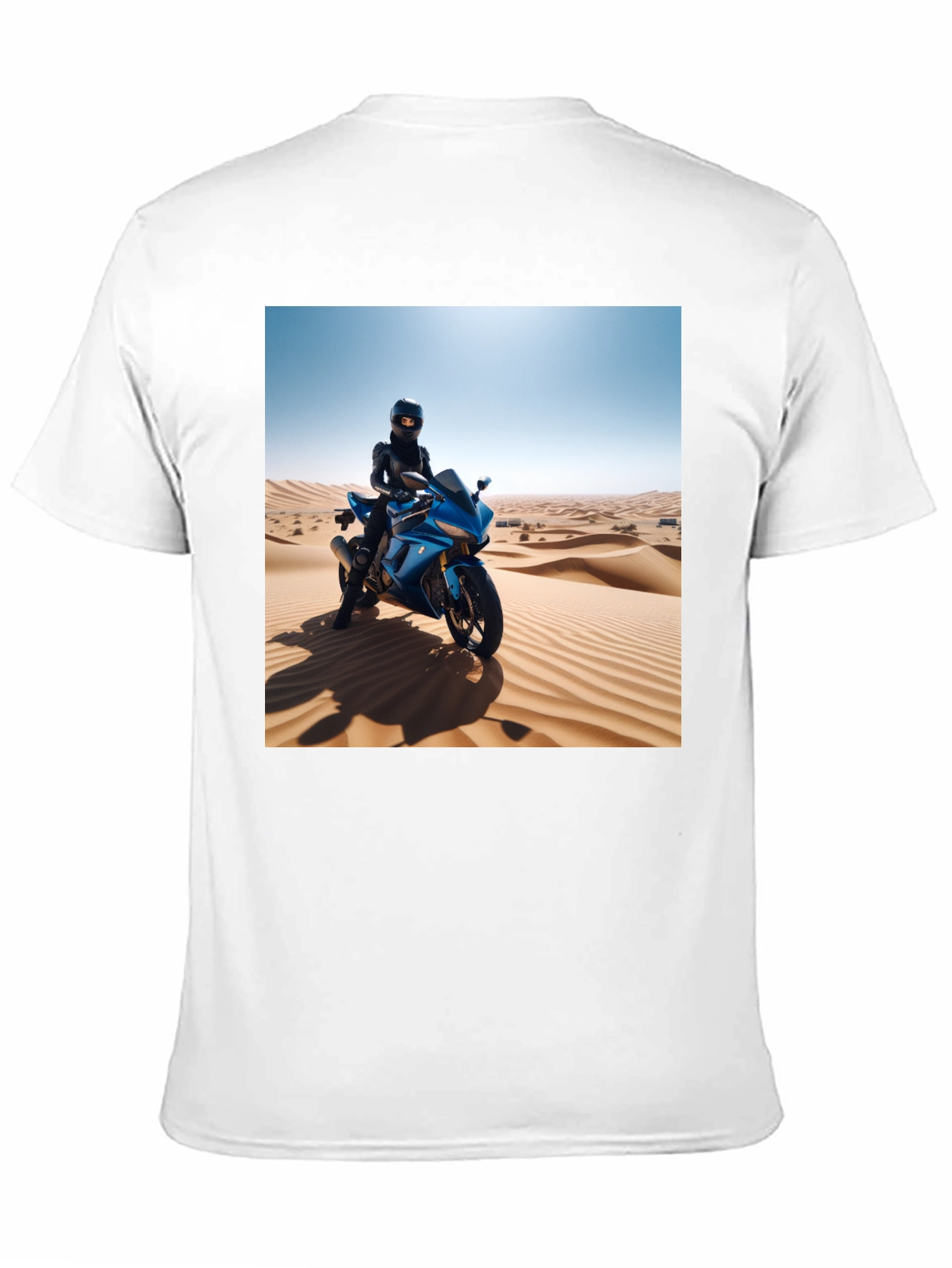 Black Motorcycle Desert Rider Graphic Tee - Unisex Black T-Shirt view 11