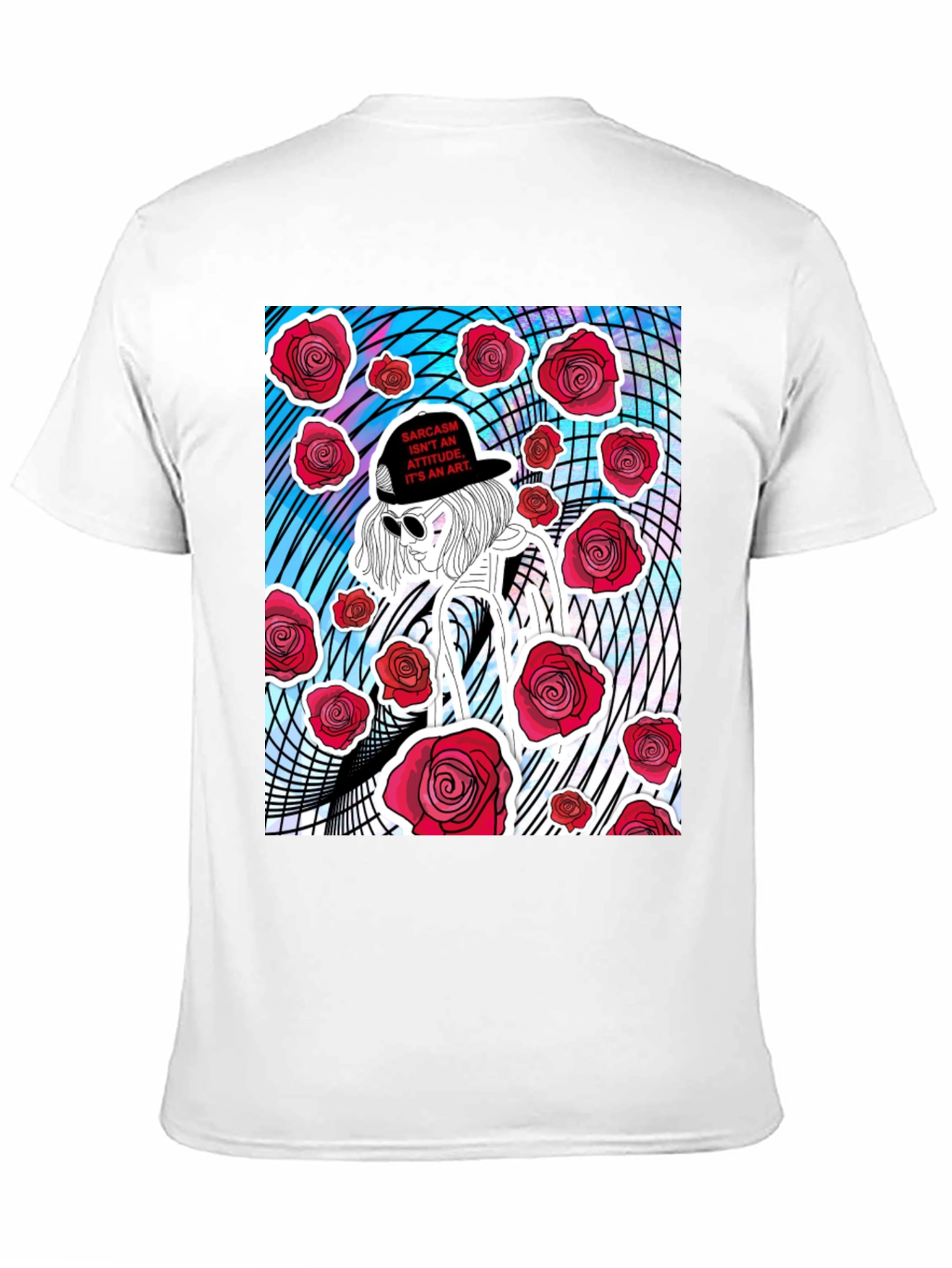 Black Edgy Rose Graphic Tee - Sarcasm Art view 11