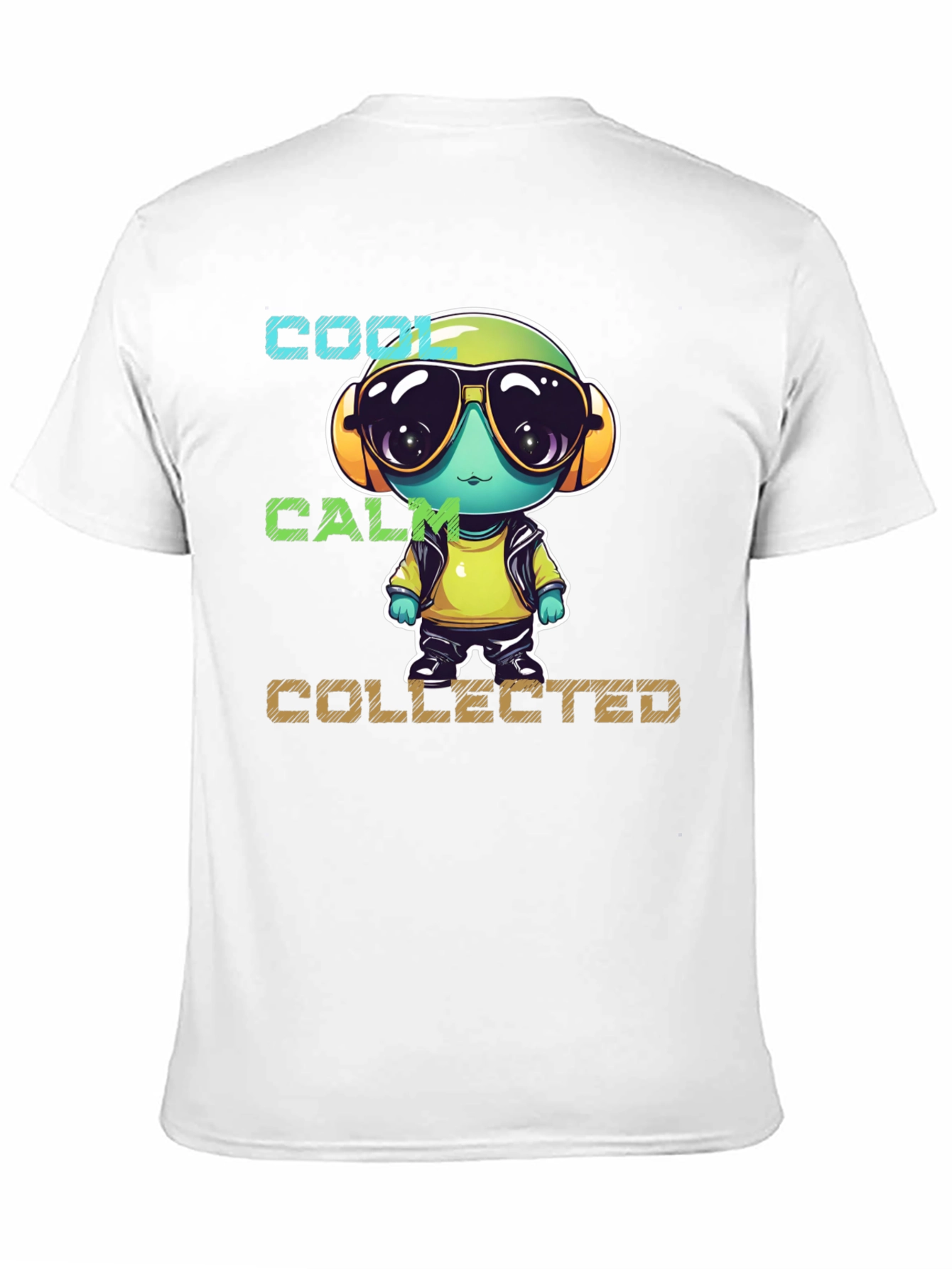 Black Cool, Calm, Collected Cartoon Character T-Shirt view 11