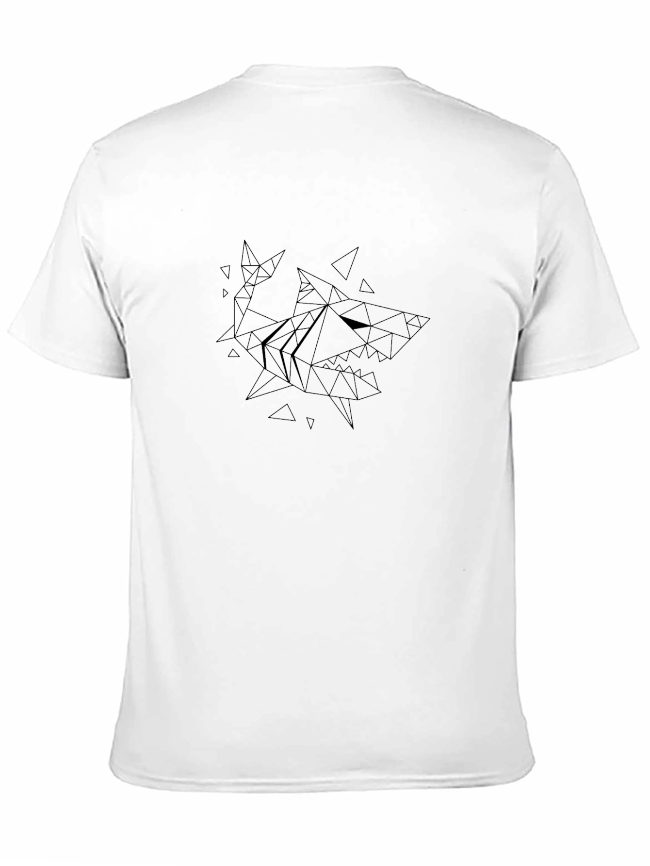 Black Geometric Shark Graphic Black T-Shirt view 11