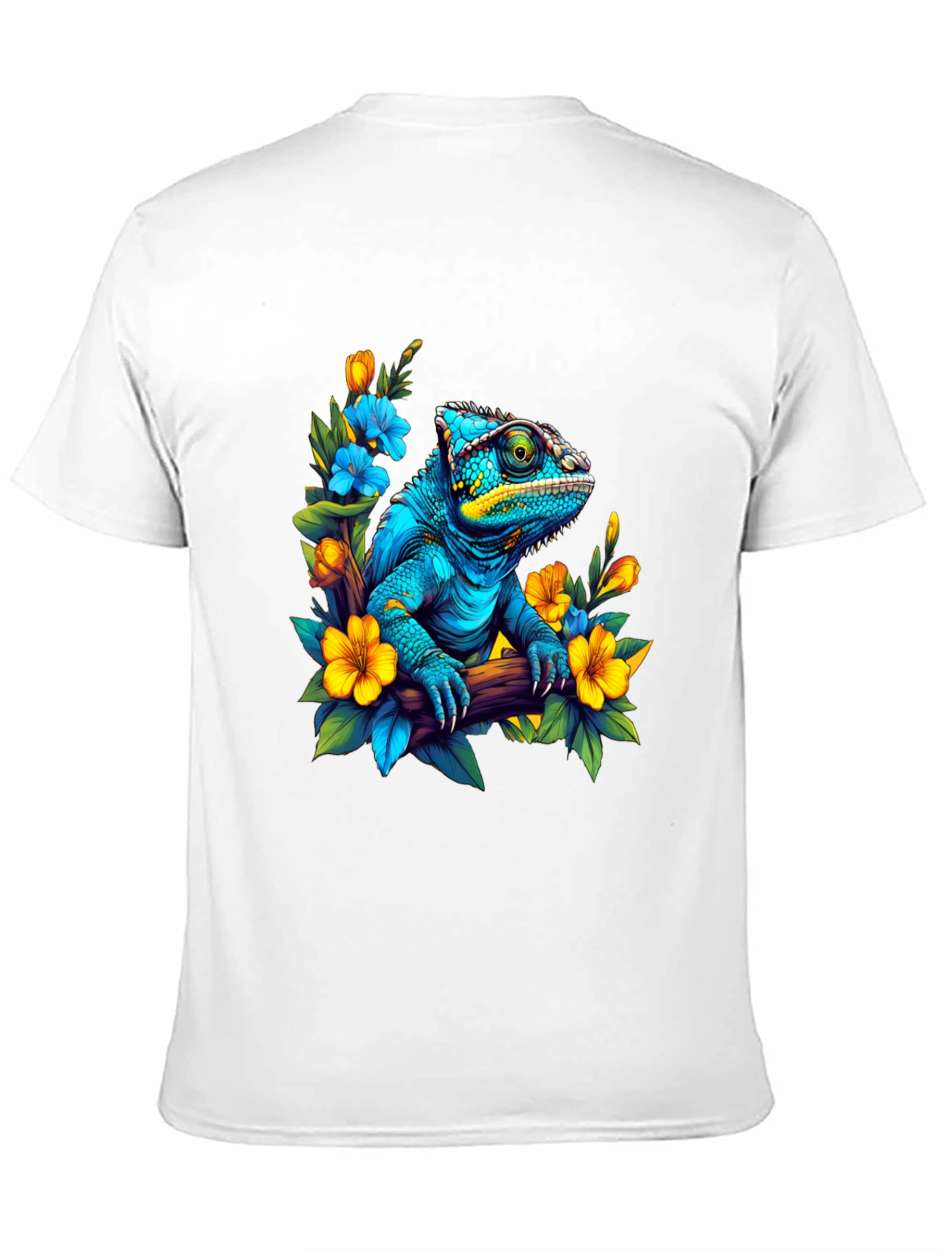 Black Blue Chameleon Floral Graphic Tee view 11