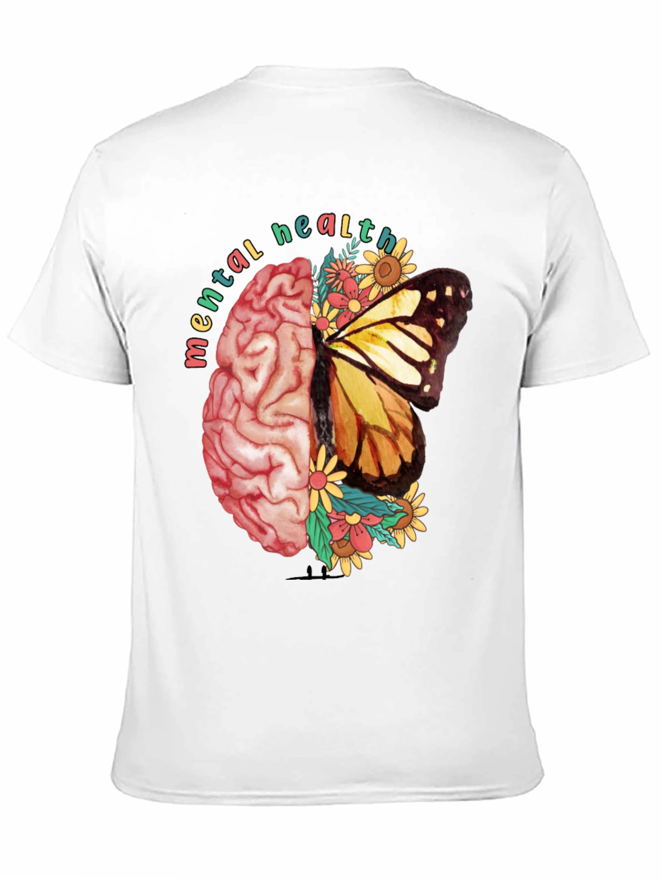 Black Mental Health Butterfly Brain Graphic Tee view 11
