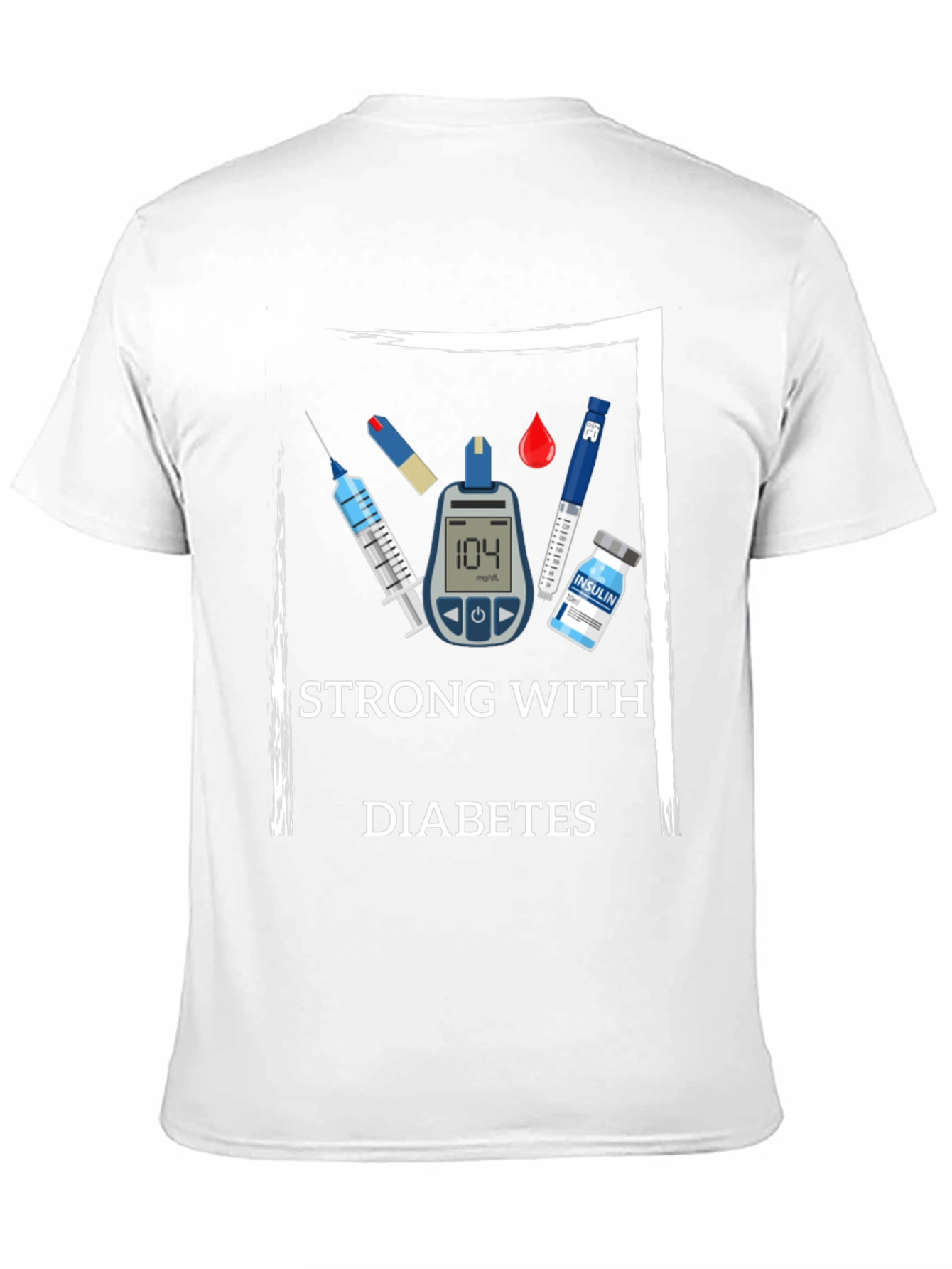 Black Strong With Diabetes Awareness T-Shirt view 11