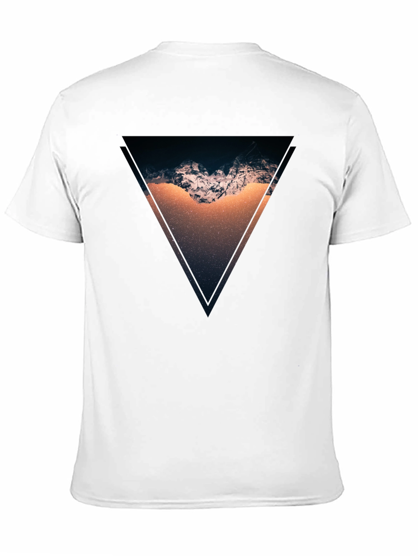 Black Geometric Mountain Scene Black T-Shirt view 11