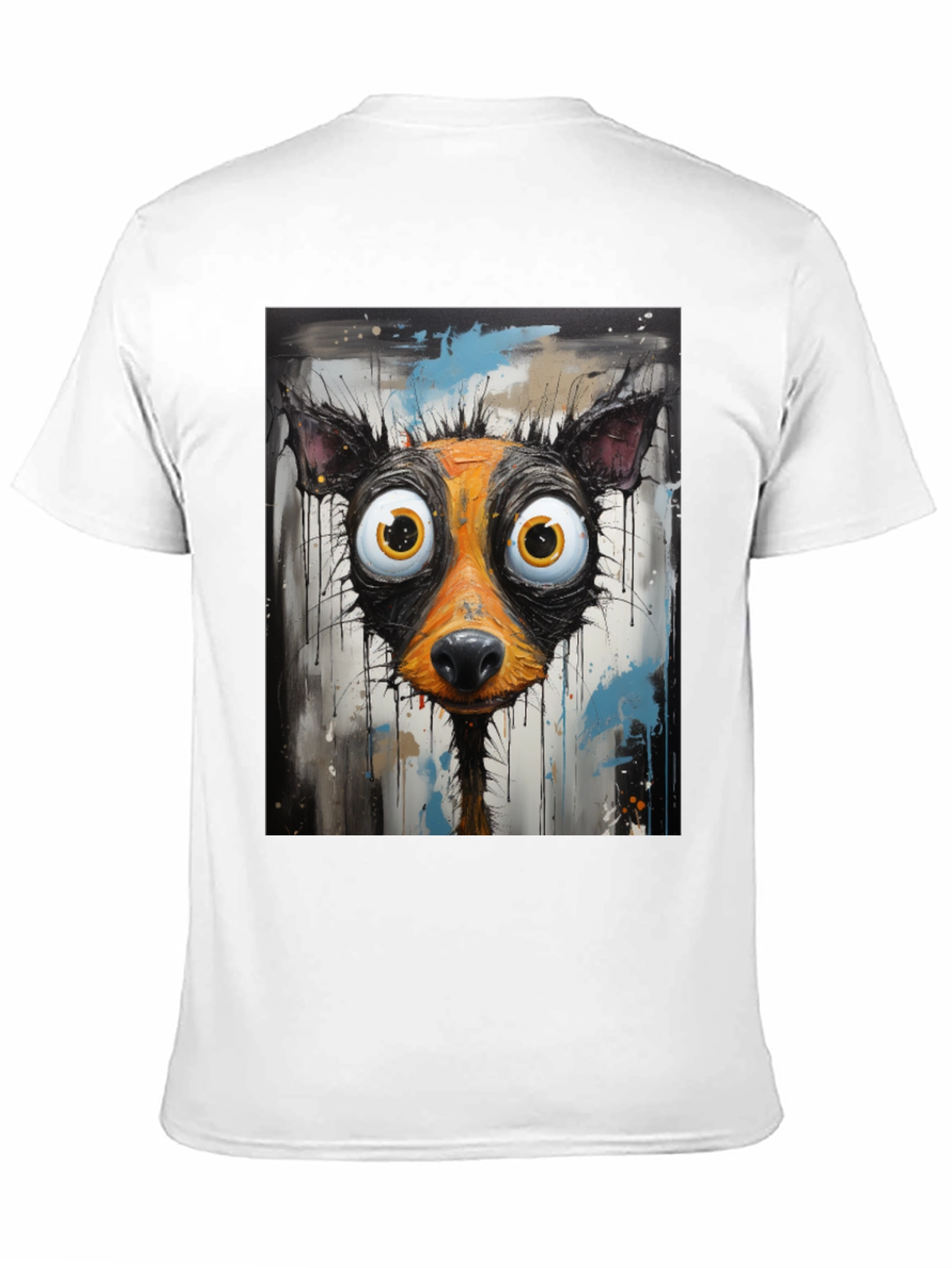Black Cartoon Dog Graphic Tee - Funky Art Shirt view 11