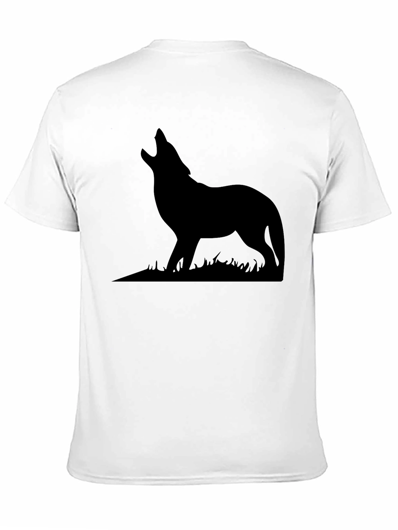 Black Wolf Silhouette Graphic Print T-Shirt view 11