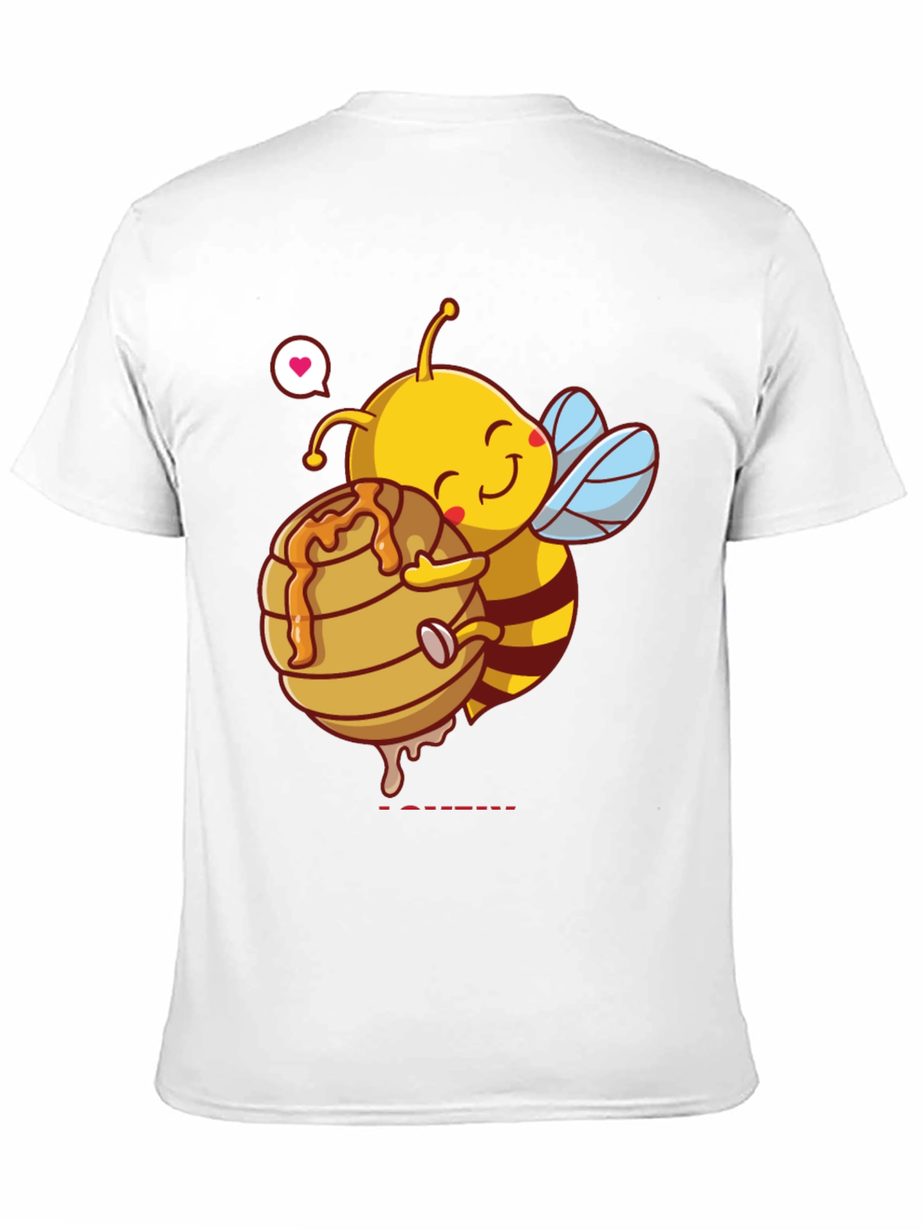 Black Cute Bee Hugging Honeycomb Graphic T-Shirt view 11