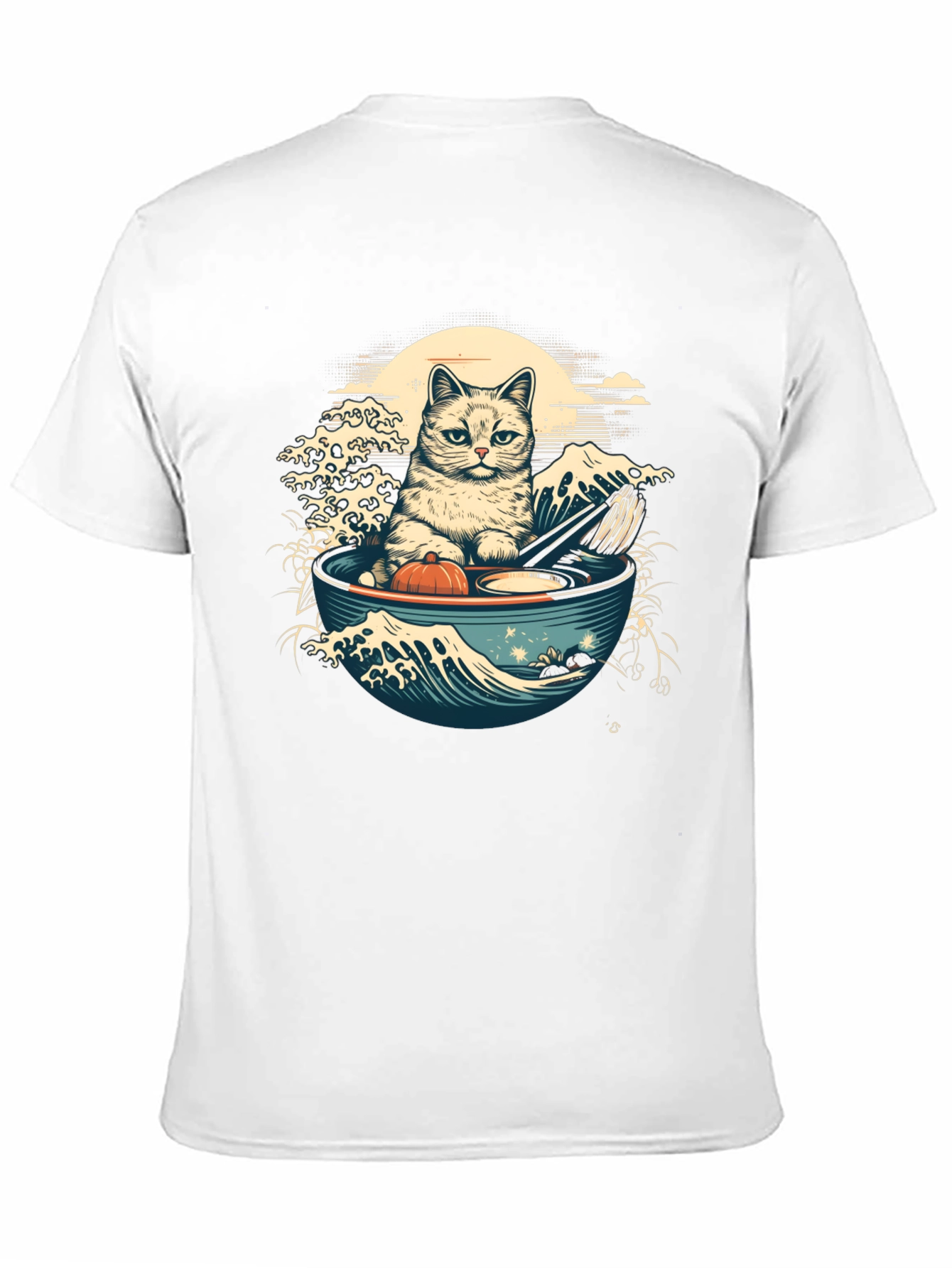 Black Cat Ramen Wave T-Shirt - Stylish Graphic Tee view 11