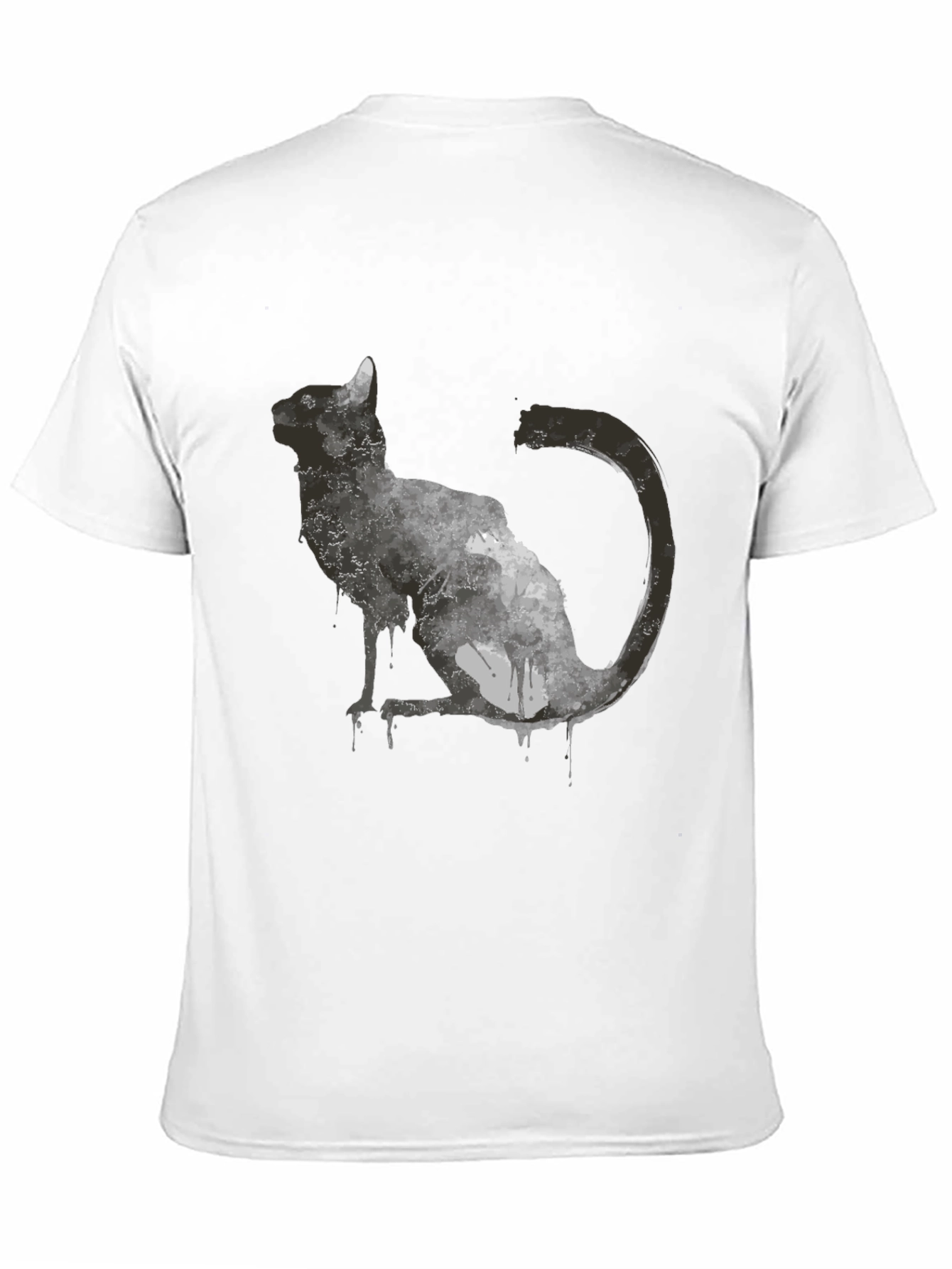 Black Abstract Cat Graphic T-Shirt - Black view 11