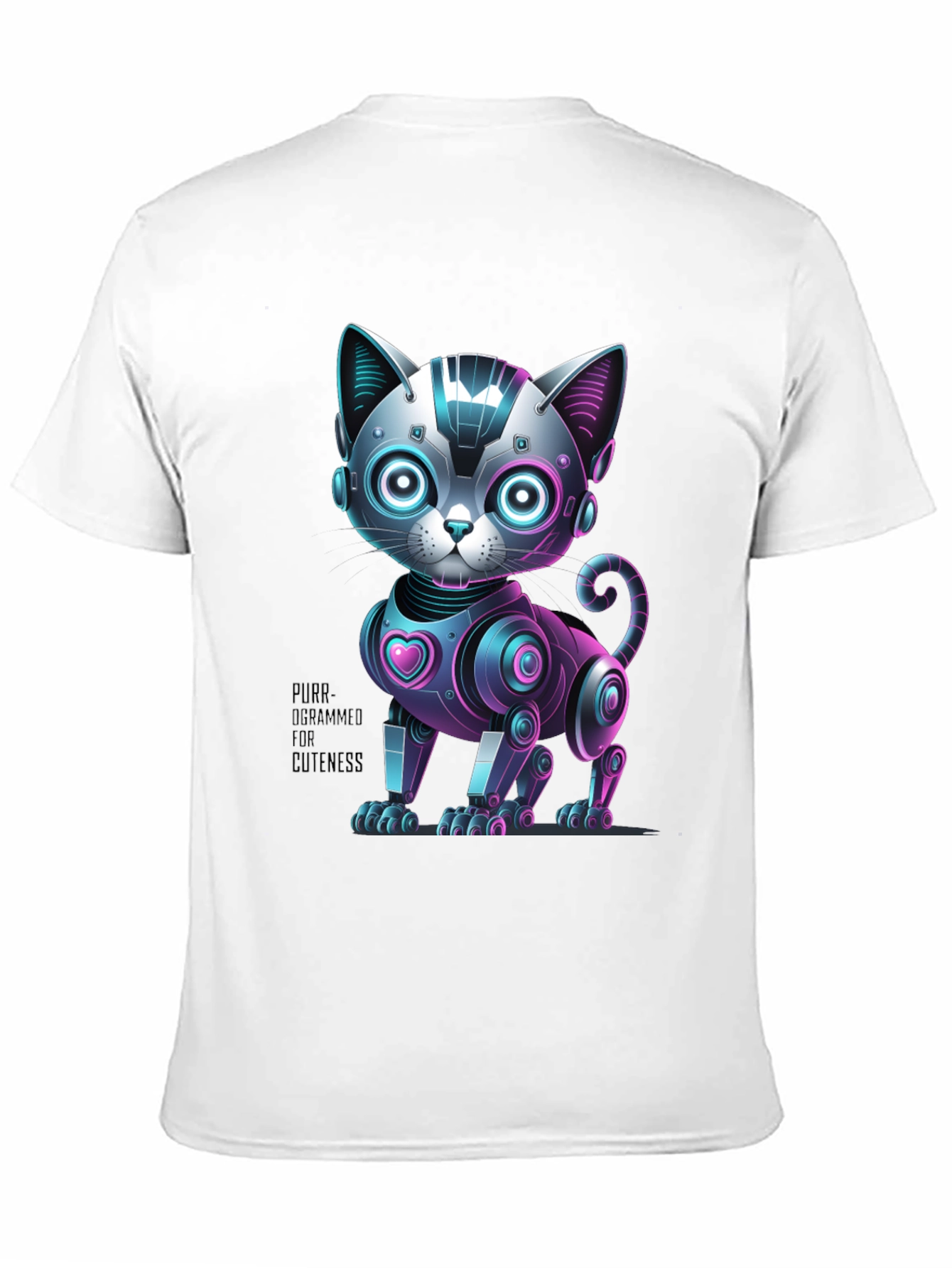 Black Robo Cat T-Shirt - Purr-ogrammer for Cuteness view 11