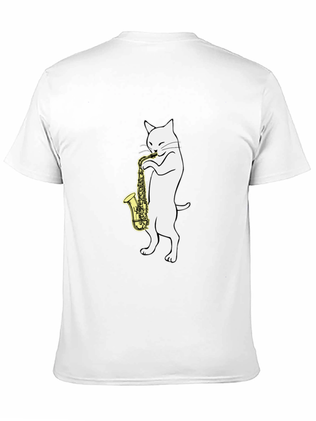 Black Cat Saxophone Player Graphic Tee - Black Cotton view 11