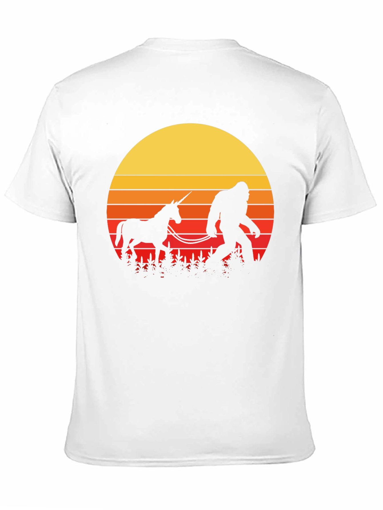 Black Sasquatch & Unicorn Sunset T-Shirt view 11