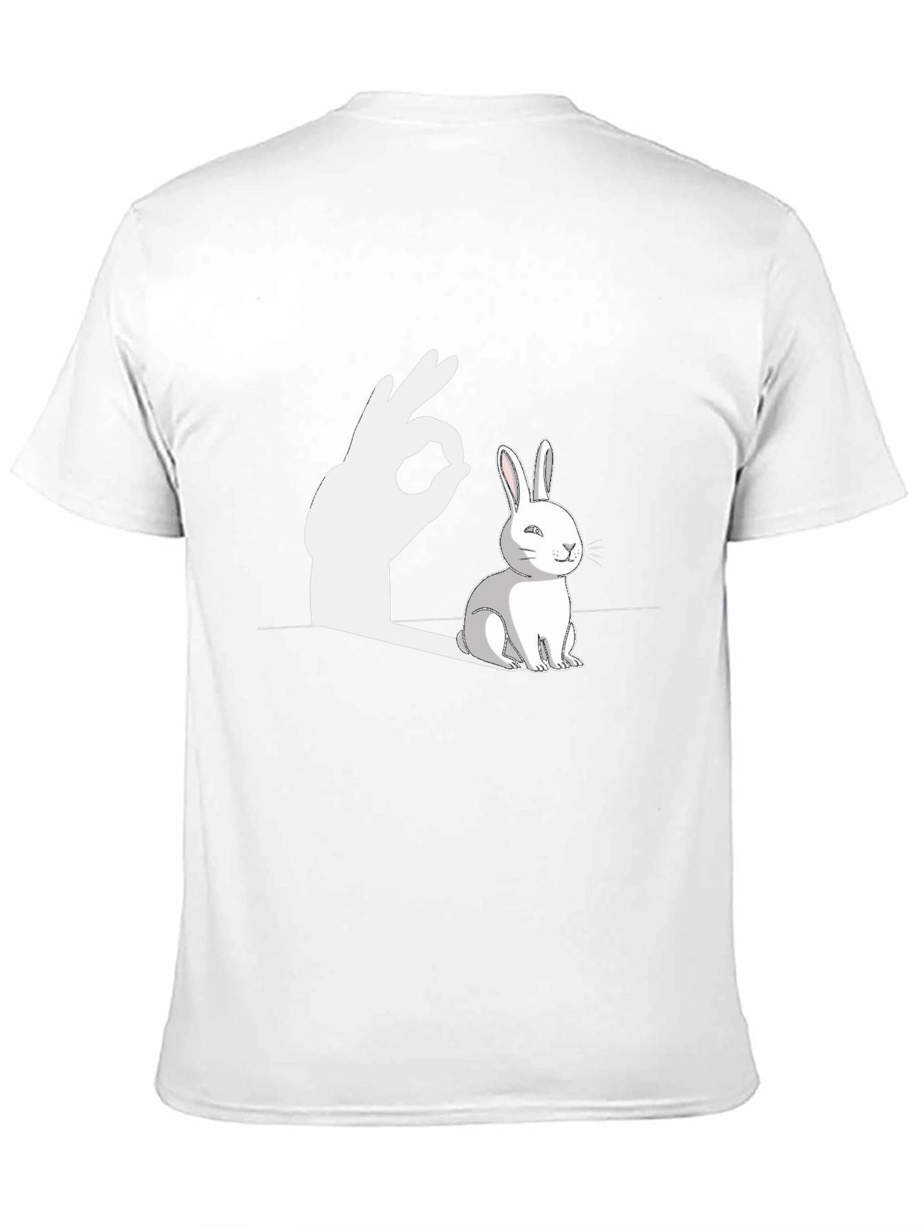 Black Funny Rabbit Shadow Hand Sign Graphic T-Shirt view 11