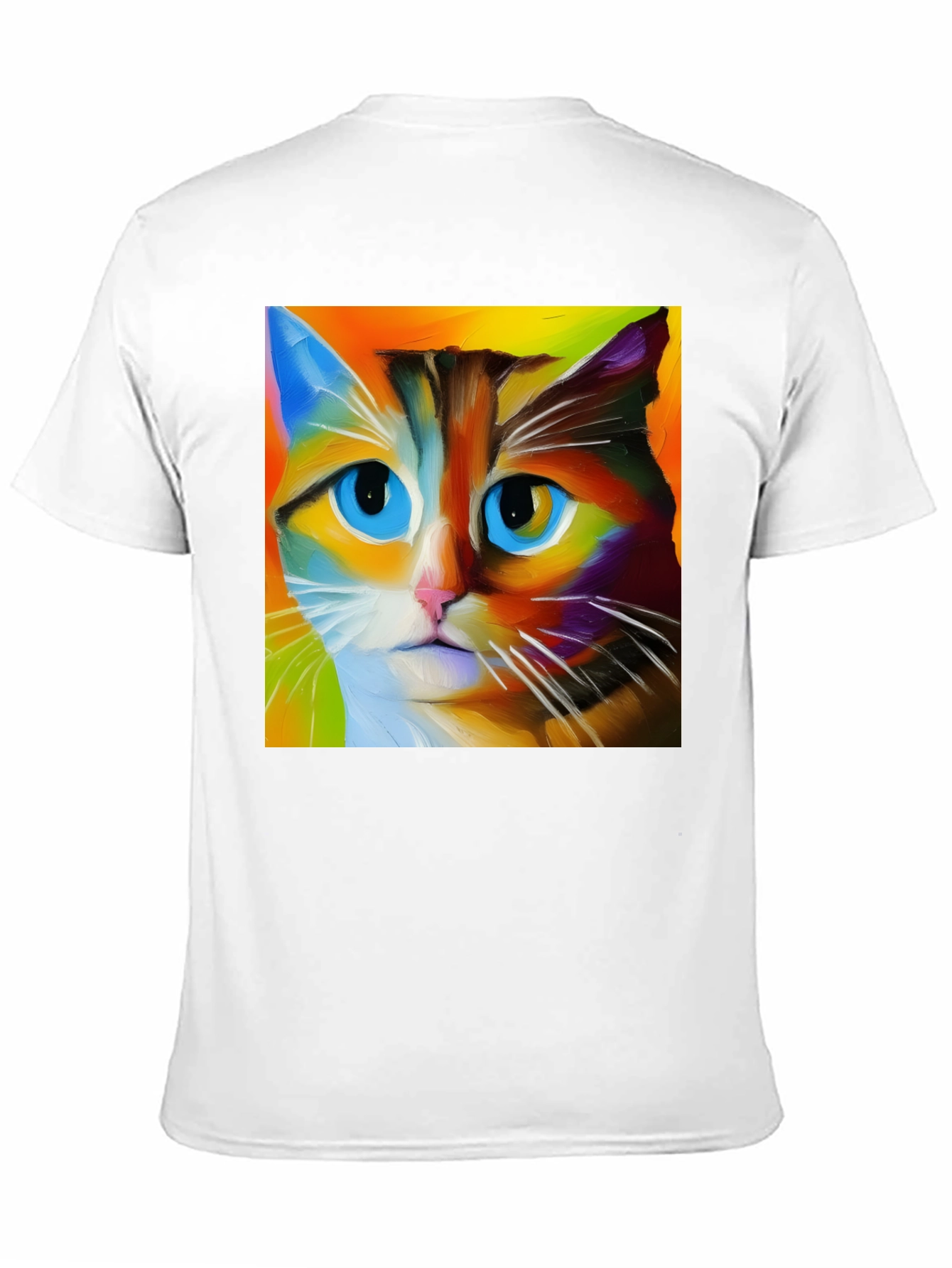 Black Colorful Cat Art T-Shirt view 11