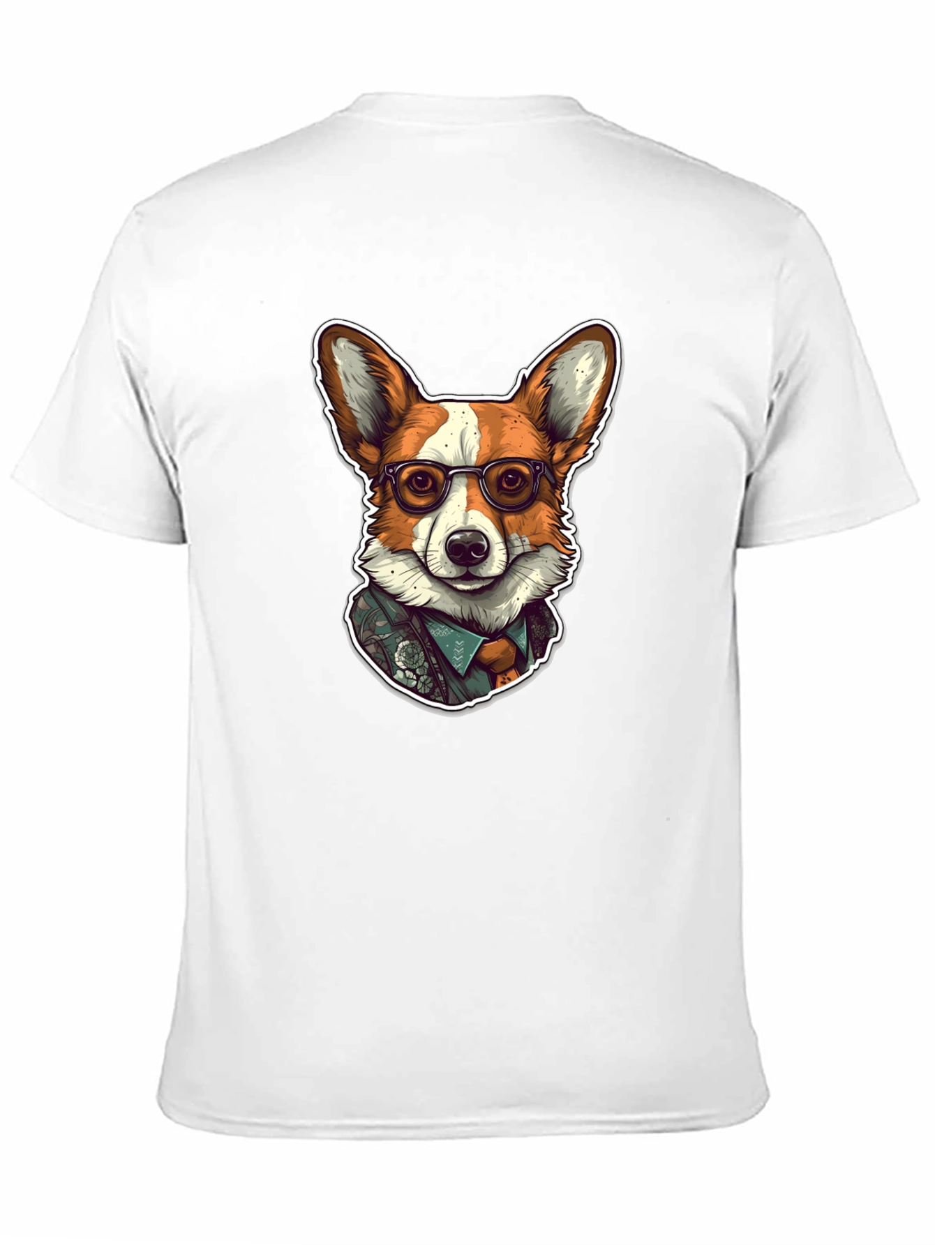Black Hipster Corgi Graphic Tee - Unisex Soft Cotton Shirt view 11