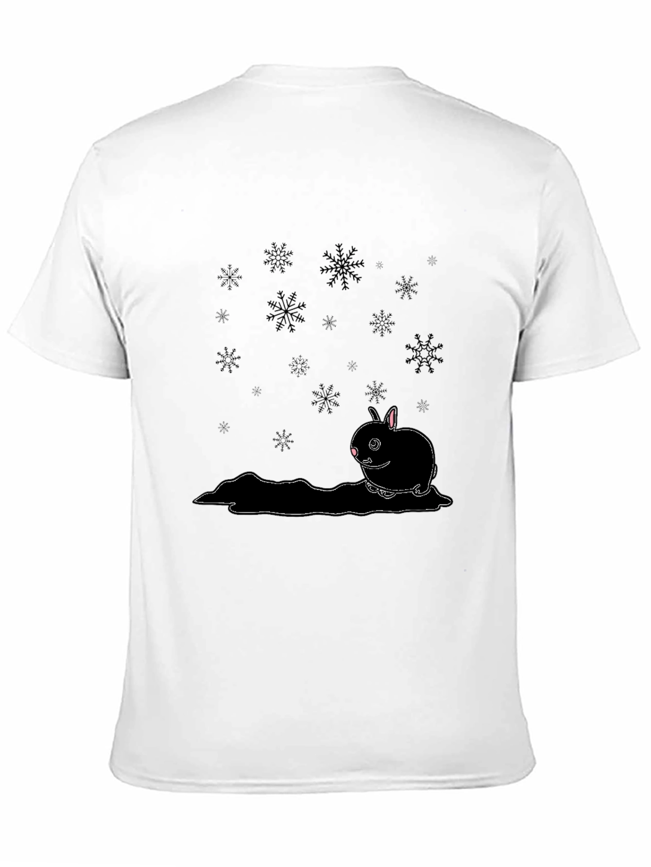 Black Winter Rabbit Graphic Tee - Black Cotton Blend view 11
