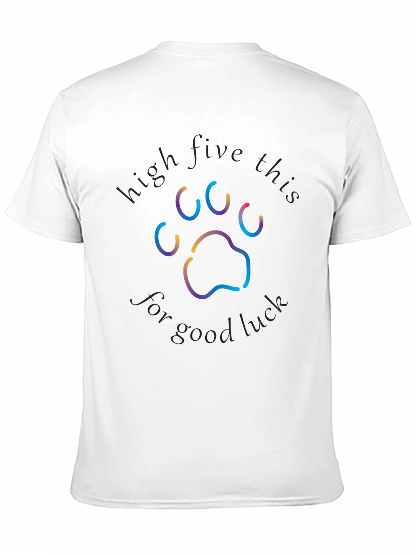 Black High Five for Good Luck Paw Print T-Shirt view 11