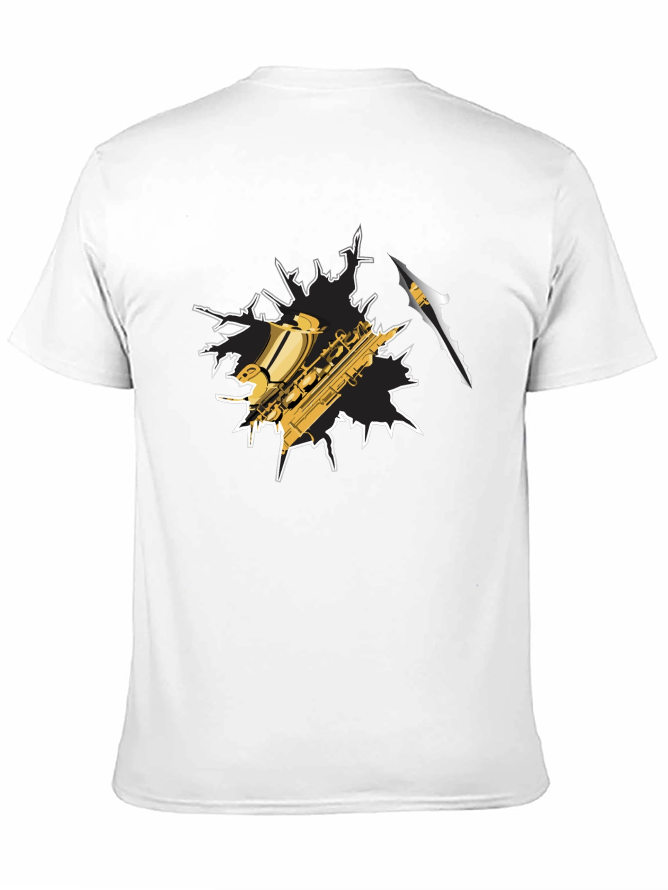 Black Saxophone Graphic T-Shirt - Cool Music Tee view 11