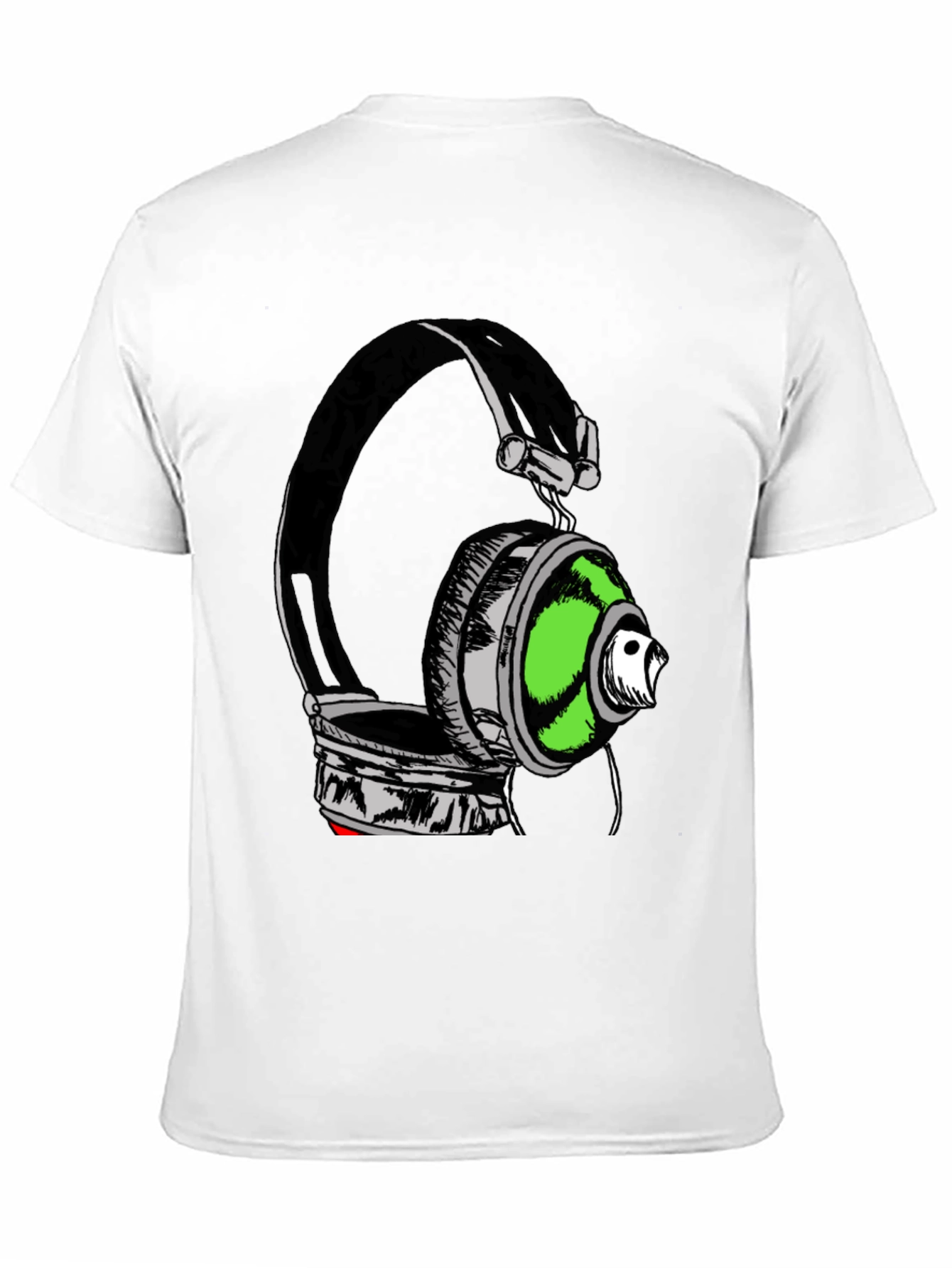 Black Headphones Graphic Print T-Shirt - Black view 11