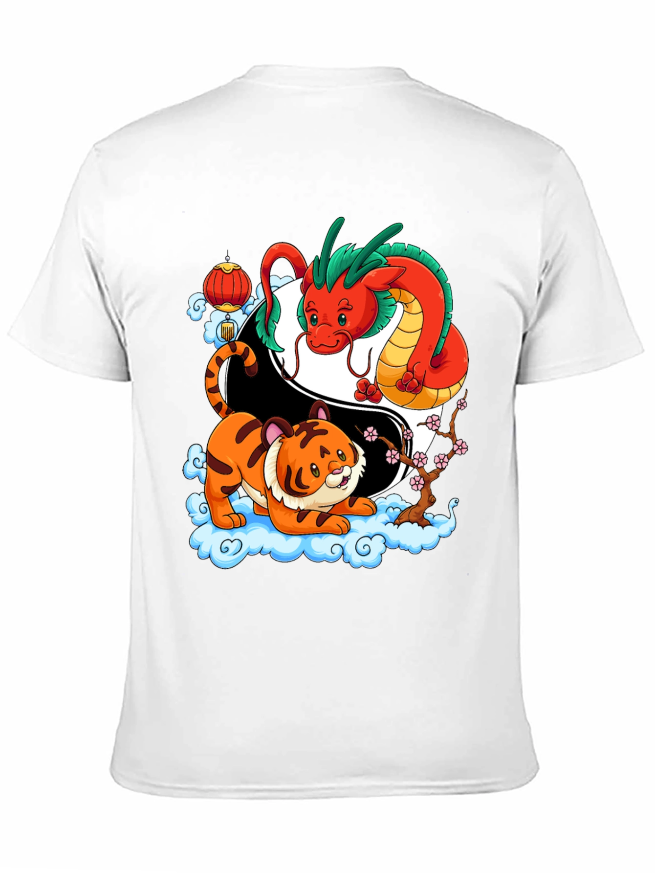 Black Year of the Dragon & Tiger Yin Yang T-Shirt view 11
