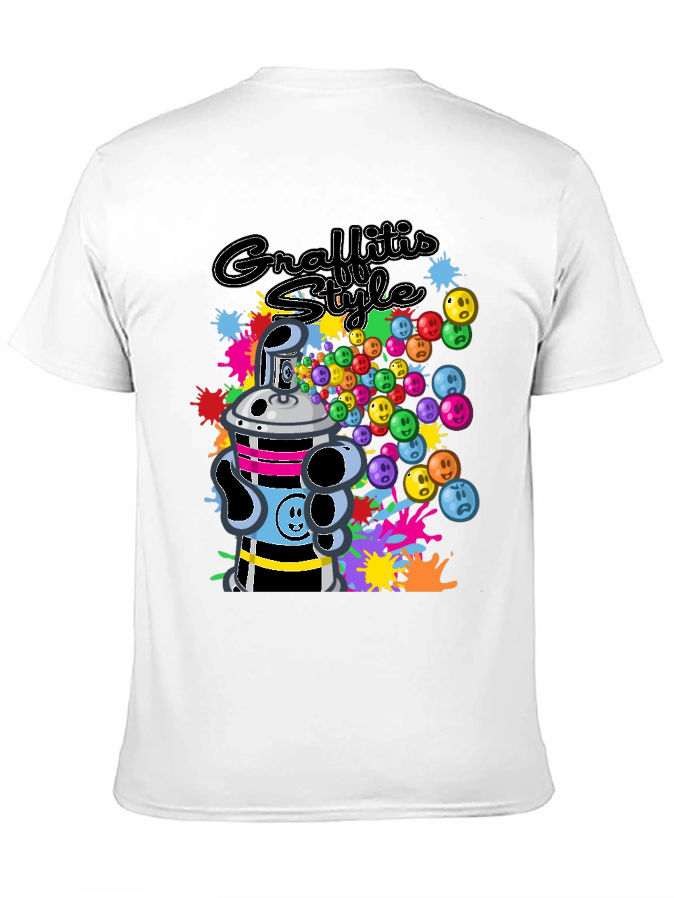 Black Graffiti Style Graphic T-Shirt - Black Crew Neck Tee view 11